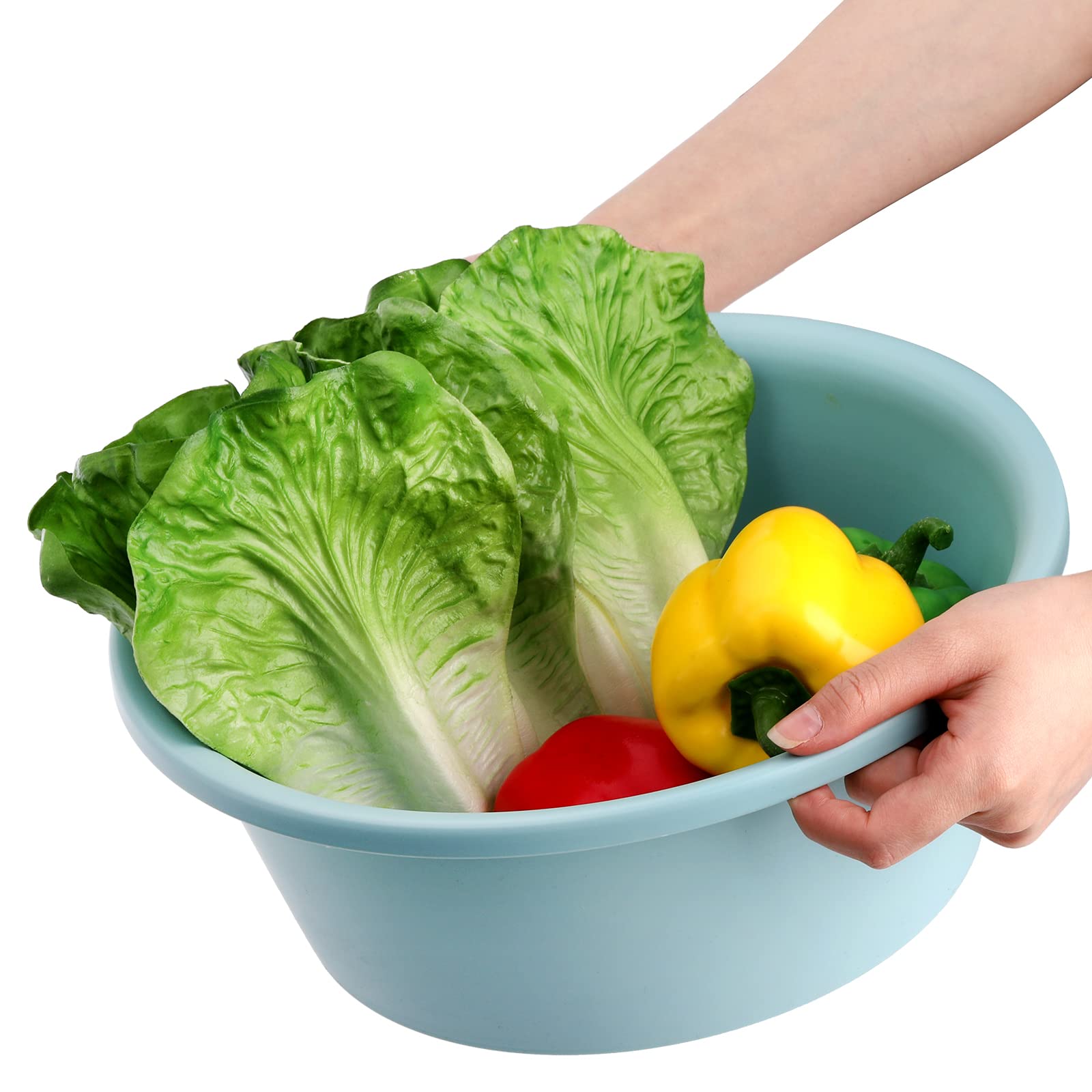 Avla 4 Pack Round Plastic Wash Basin, 5 Quart Stackable Camping Dishpan, Portable Vegetable Fruit Dish Tub, Pp Small Multipurpos