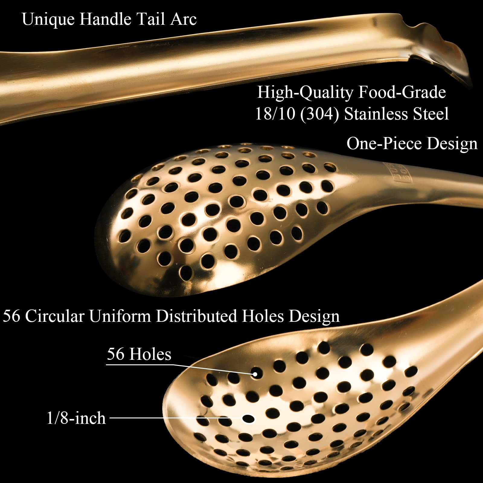 Deayou 10 Pcs Slotted Serving Spoons, 18/10 Stainless Steel Perforated Spoon, 6.5'' Spherification Spoon, Small Plating Spoon Fo