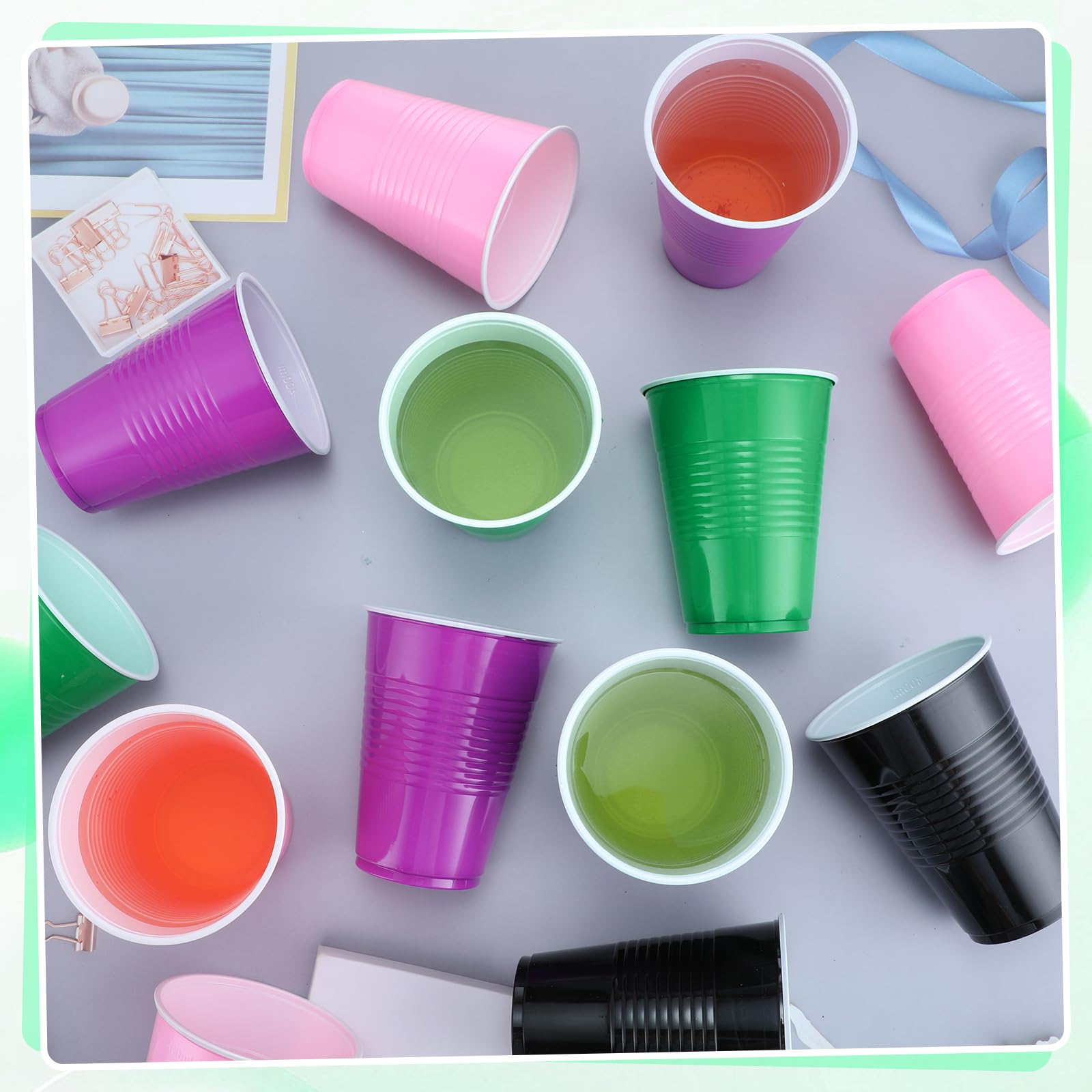 Mifoci 50 Pcs 16 Oz Plastic Drinking Cups Plastic Disposable Cups For Wedding Graduation Birthday Party Valentine Christmas Picn