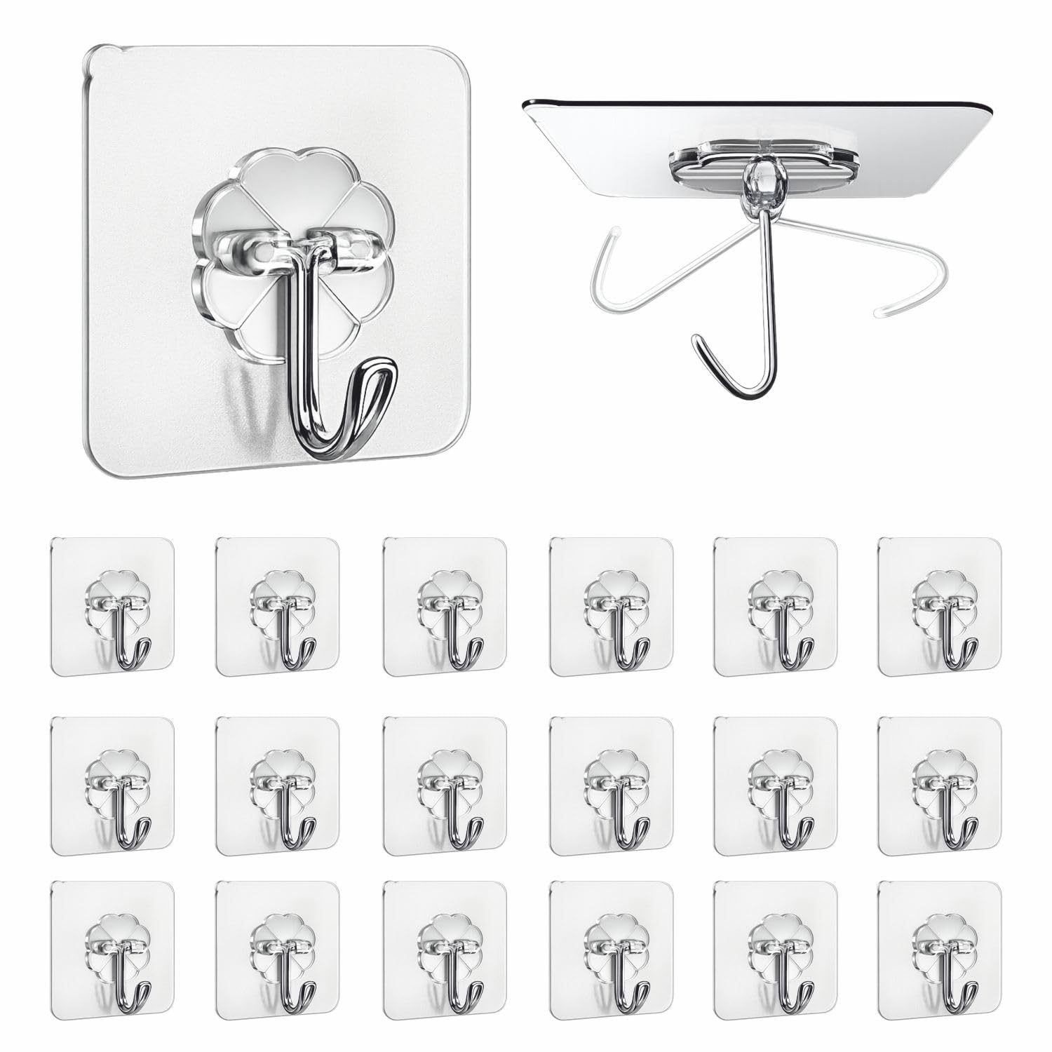 Jialto Plastic 20 Pcs Wall Hanging Hooks For Without Drilling, Self Adhesive Hooks For Wall Heavy Duty Strong Nail Free, Kitchen