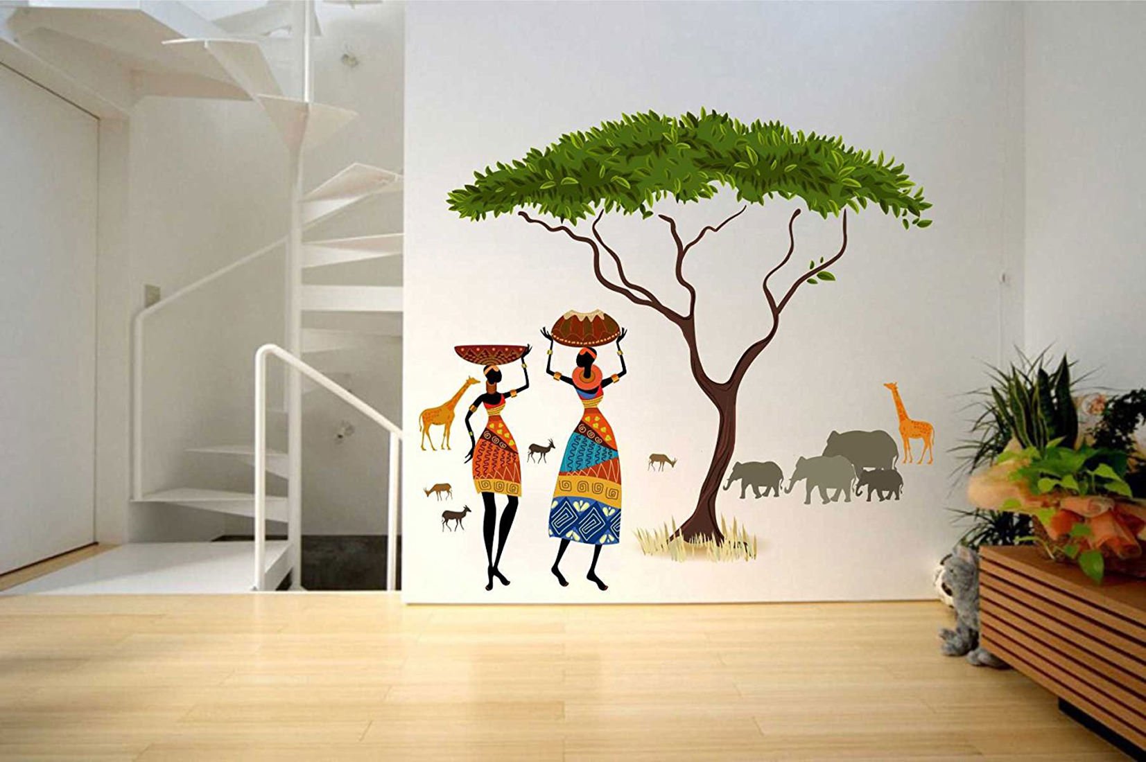 Decals Design Wall Sticker 'Artistic Tribal Ladies With Animals Nature'