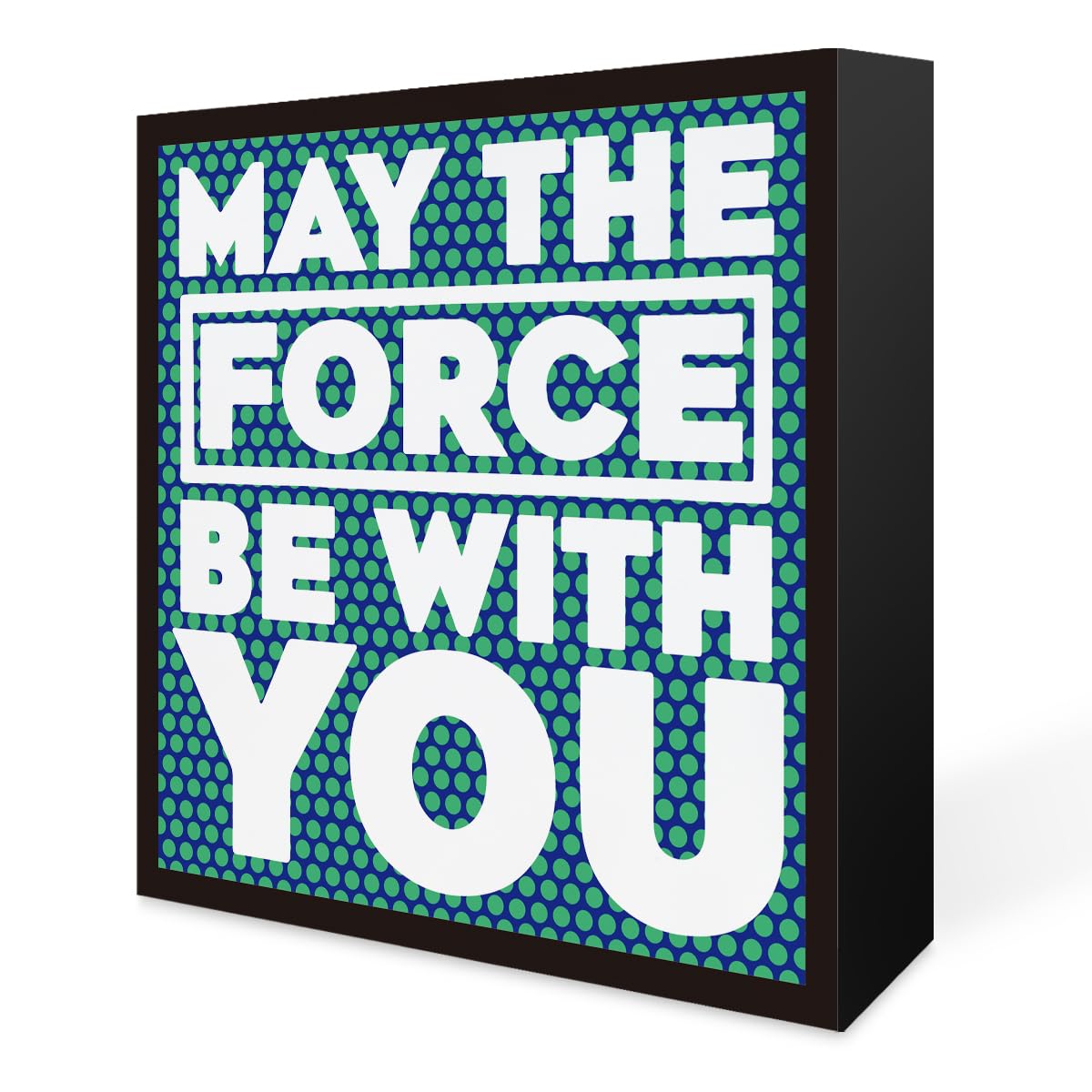 Funny Office Decor May The Force BE with You Wooden Box Sign Home Office Desk Decor for Men Women, Office Shelf Cubicle Table Wa