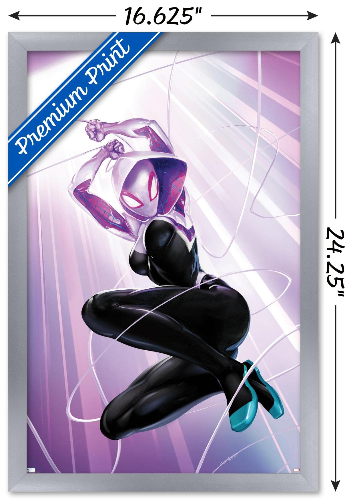 Trends International Marvel Comics - Ghost Spider - Ghost Spider #1 Wall Poster, 14.72'' X 22.37'', Silver Framed Version