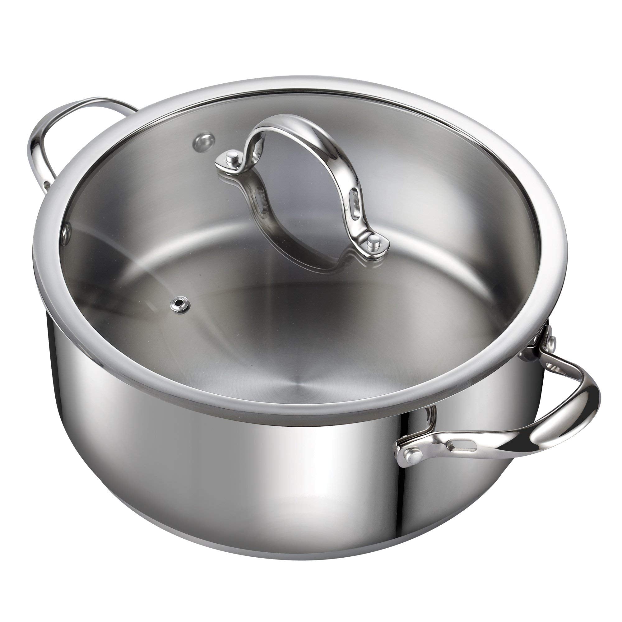 Cooks Standard Dutch Oven Casserole With Glass Lid, 7-Quart Classic Stainless Steel Stockpot, Silver
