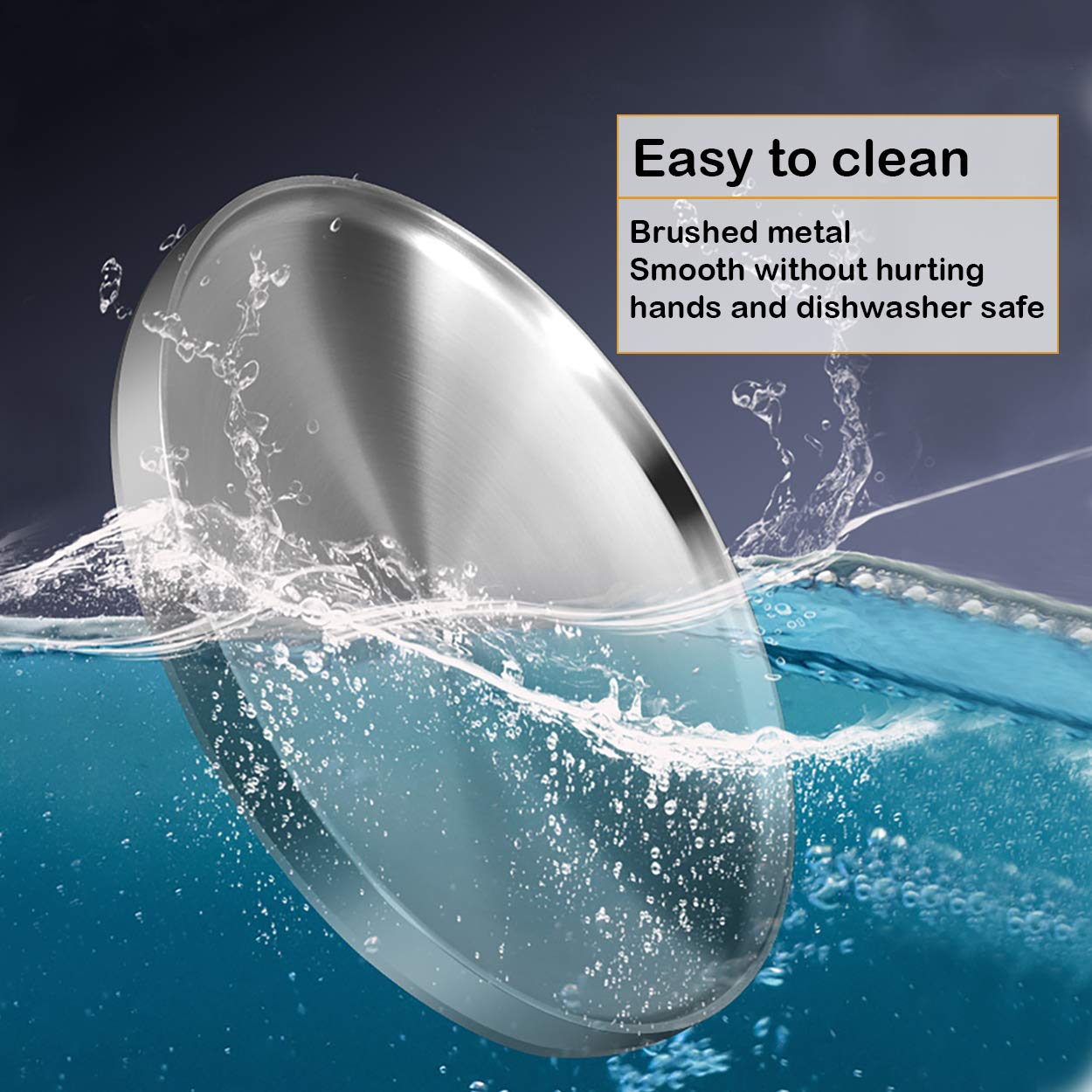 Sumerflos 304 Stainless Steel Dessert Appetizer Plates, 6.7'' Double-Layer Round Lunch Plates, Small Serving Camping Salad Plate