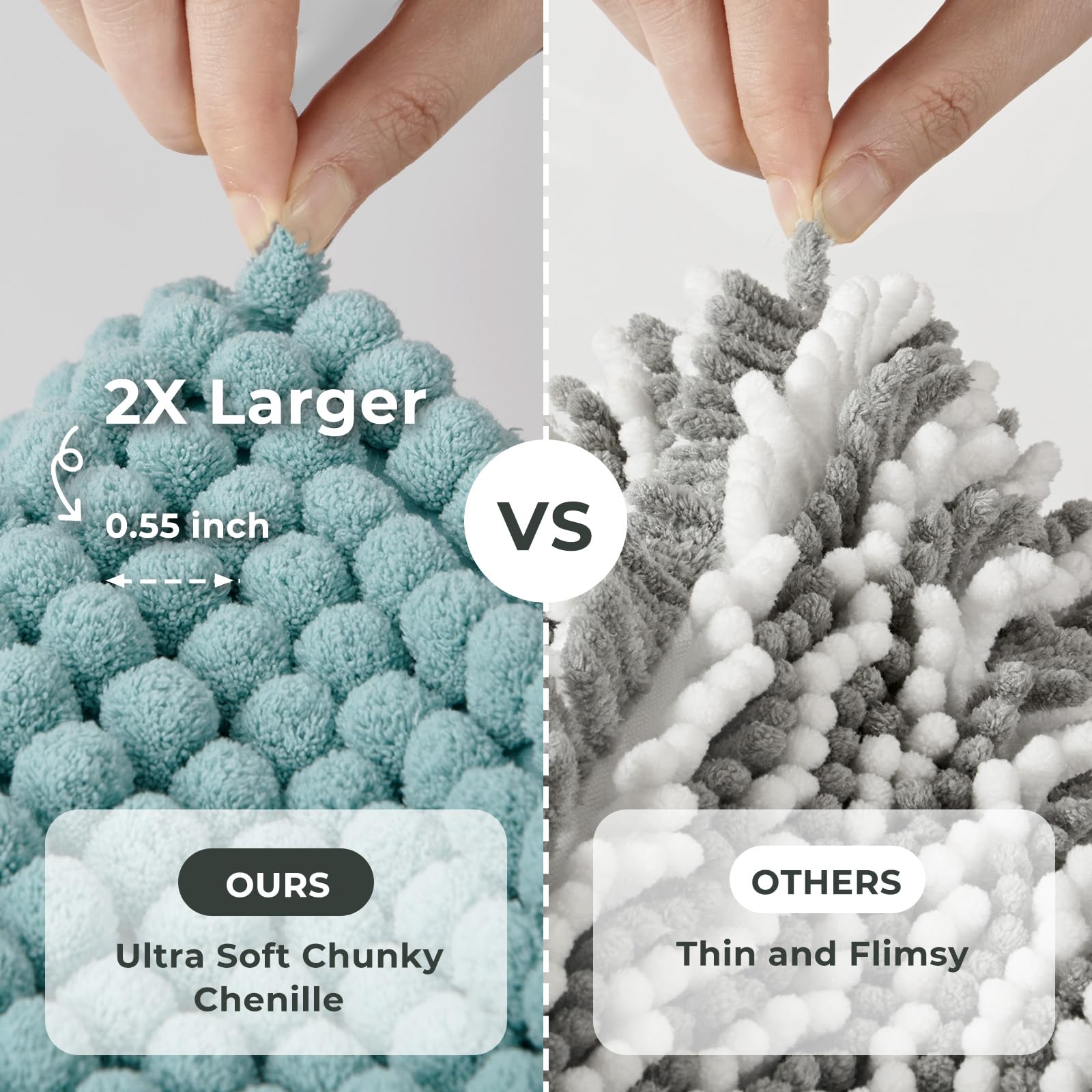 Freshmint Thick Chunky Chenille Bathroom Rugs 17''X24'', Non Slip Bath Mat For Bathroom Floor, Small Soft Bathroom Decor Accesso