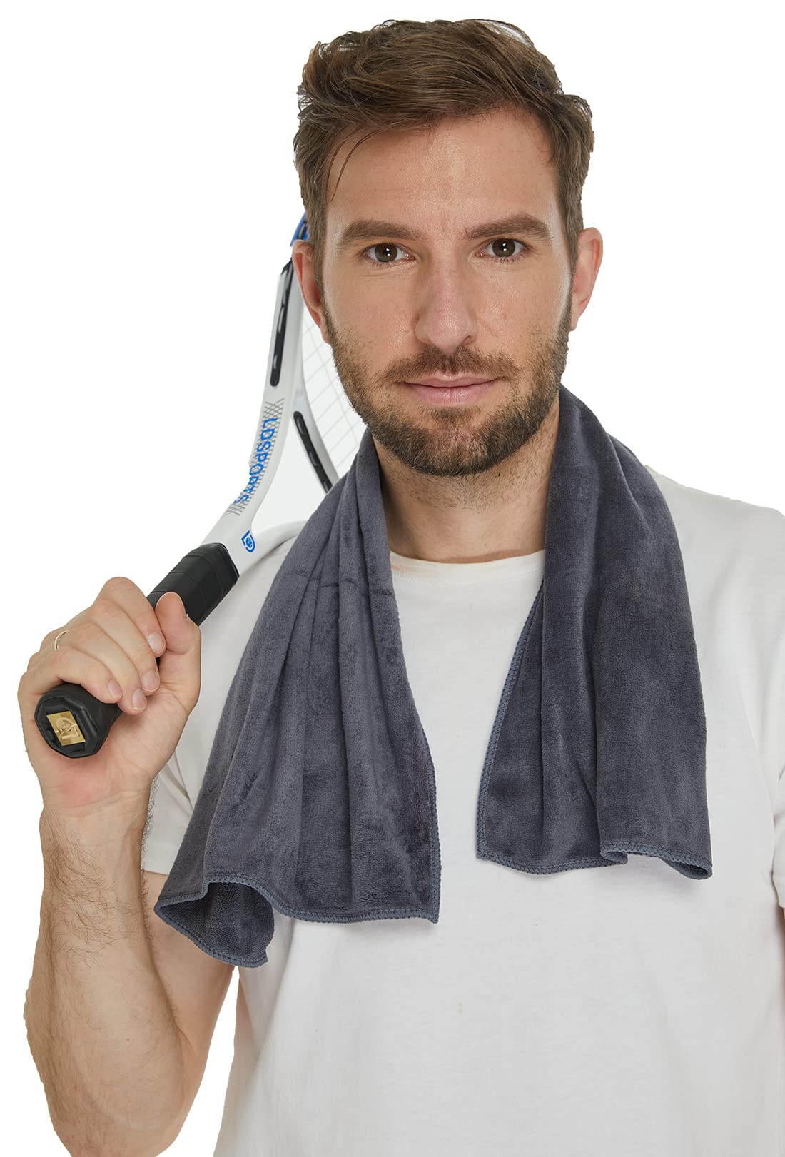 Hopeshine Microfiber Sports Towel Soft Travel Towels Fast Drying Gym Towels 3-Pack 16Inch X 32Inch (Dark Bluelight Bluegrey)