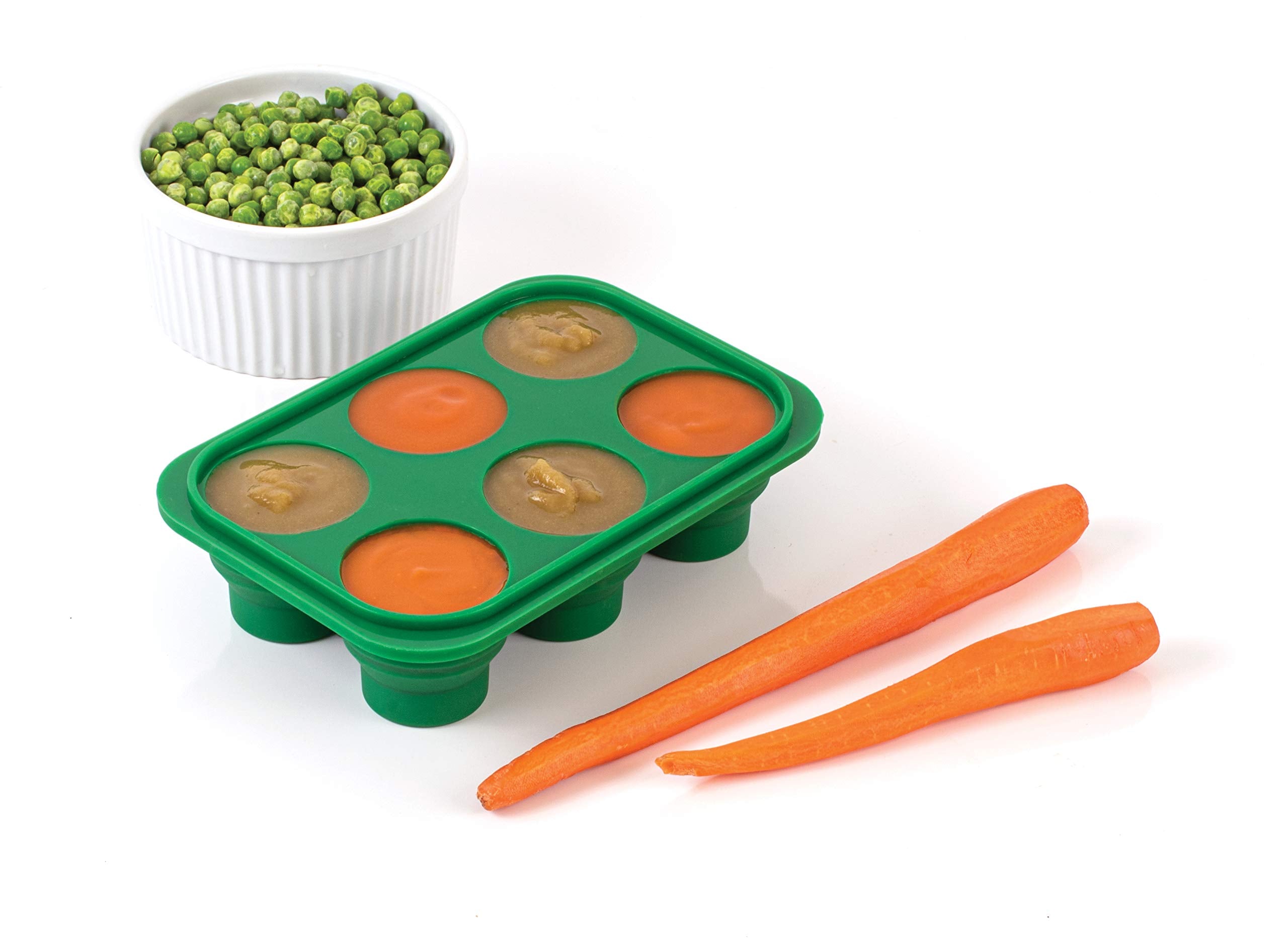 Hic Kitchen Prep-N-Freeze Mini Portion Tray With Lid, Collapsible European-Grade Silicone, 6-Sections Hold 2-Ounces Each