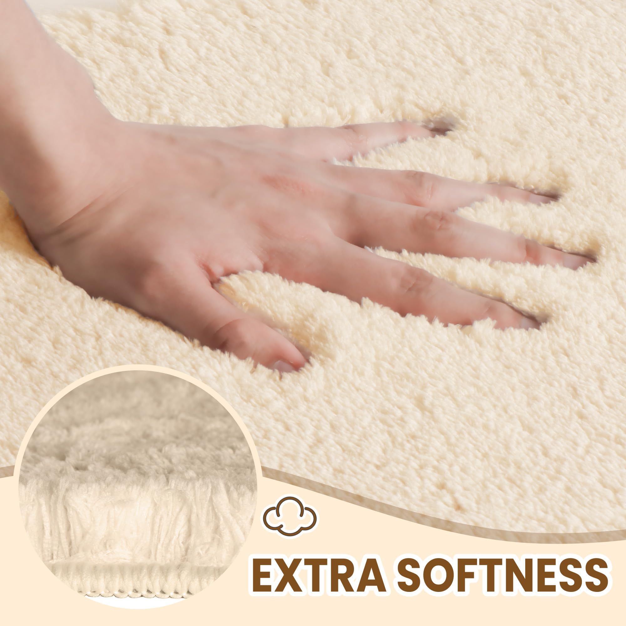 Techmilly Fluffy Bathroom Rug Mat Small 24X17, Absorbent Thick Microfiber Mats With Non Slip Rubber Backing, Quick Dry Machine W