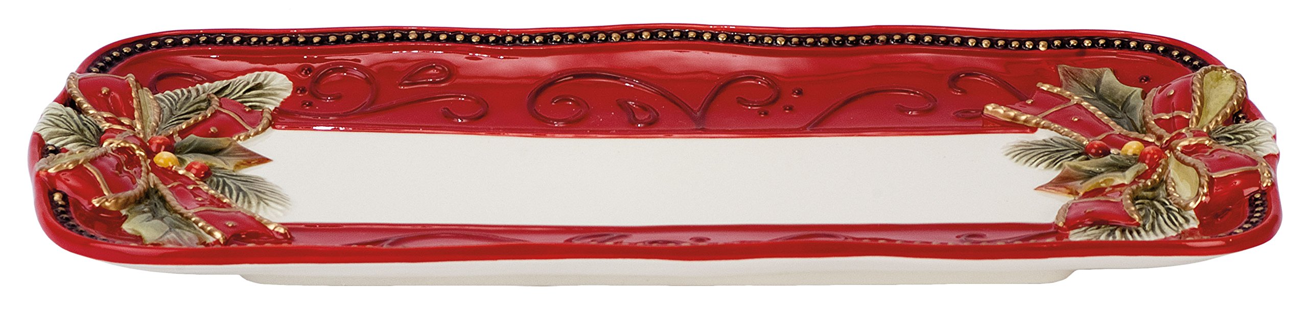 Fitz And Floyd Damask Holiday Ceramic Tray, Standard, Multicolored