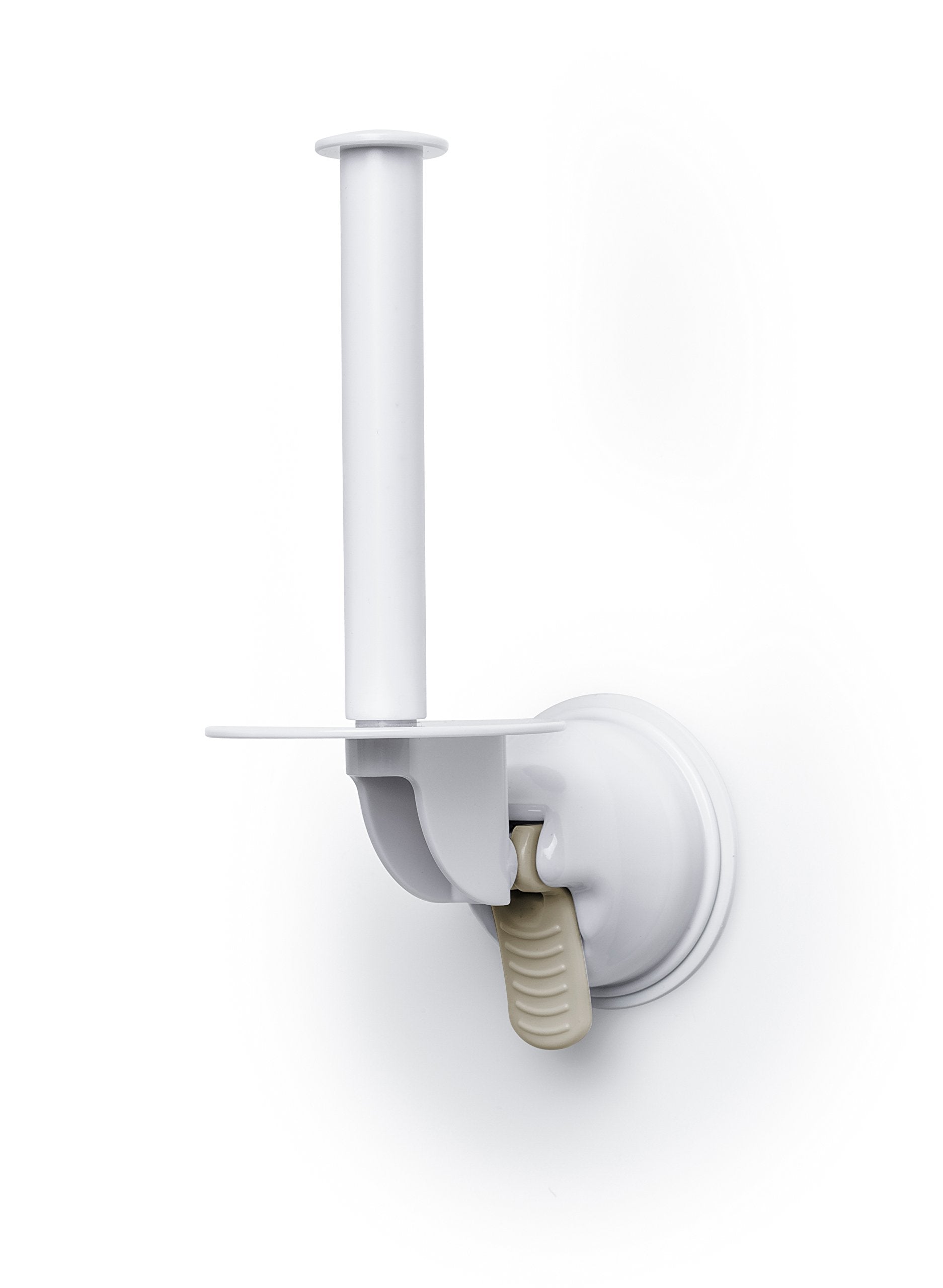 Safe-er-Grip Toilet Paper Holder; Wall Mount 2.5 Inch Suction Cup Toilet Paper Roll Holder; Modern White TP Holder