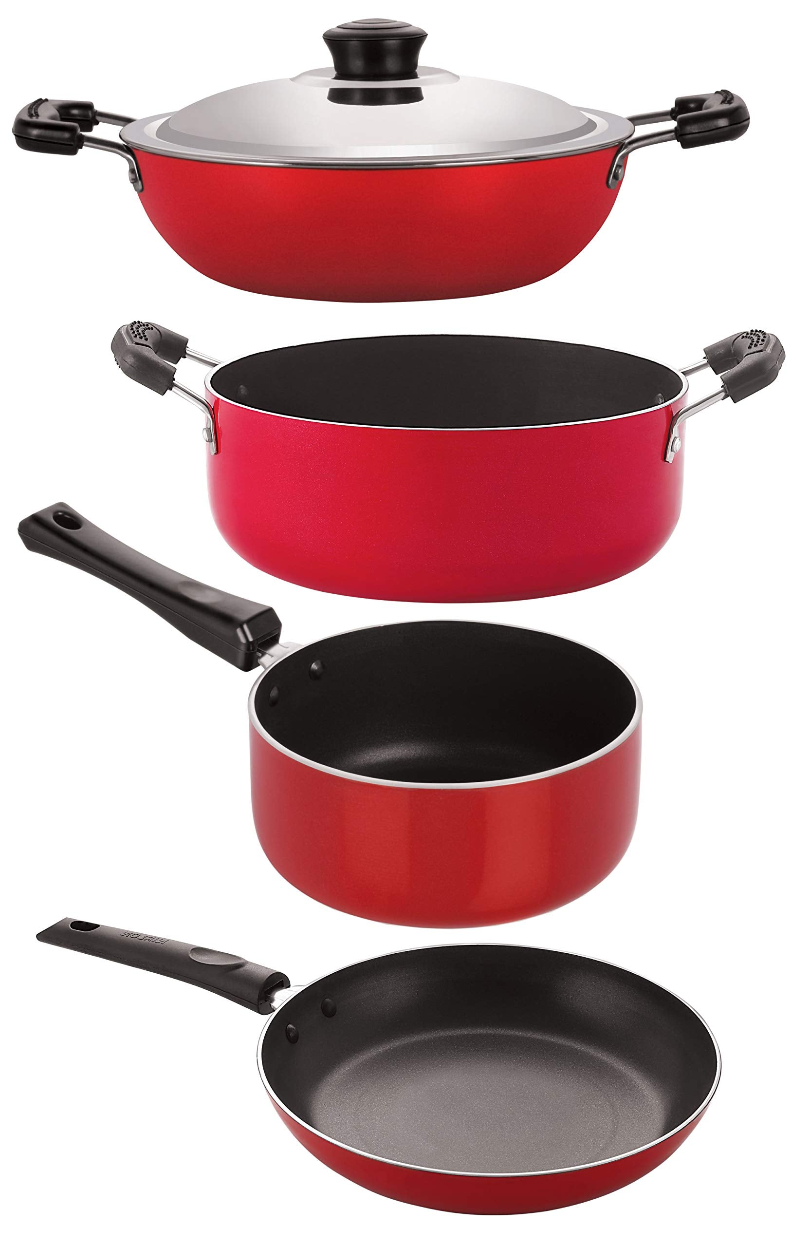 Nirlon NonStick Aluminium Cookware Gift Set Of 4Pcs (Gas Compatible)(Dkd(B)_Sp(M)_Tp22_Cs24)