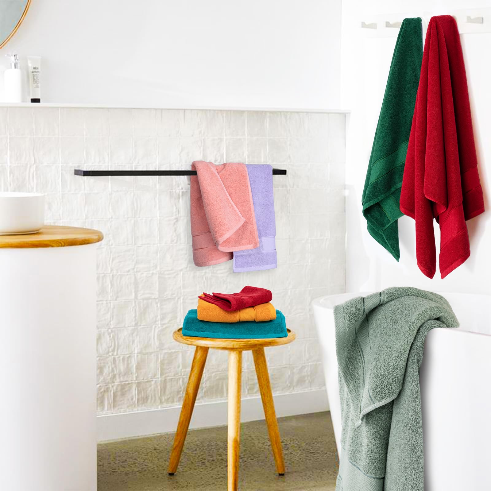 Cozyart Formal Green Bath Towels Set 6 Piece, Luxury 100% Turkish Cotton 650Gsm Hotel Quality, Soft, Absorbent,Towel Sets For Ba