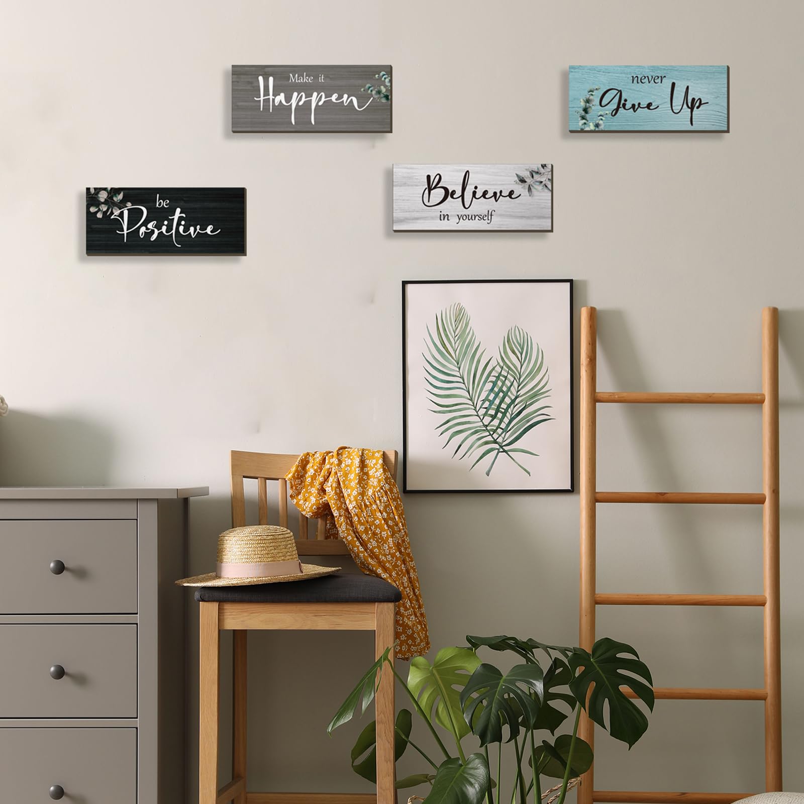 FENCORDAR 4 Pcs Office Decor For Women Motivational Wall Decor Rustic Inspirational With Positive Sayings Wooden Hangings for Ho
