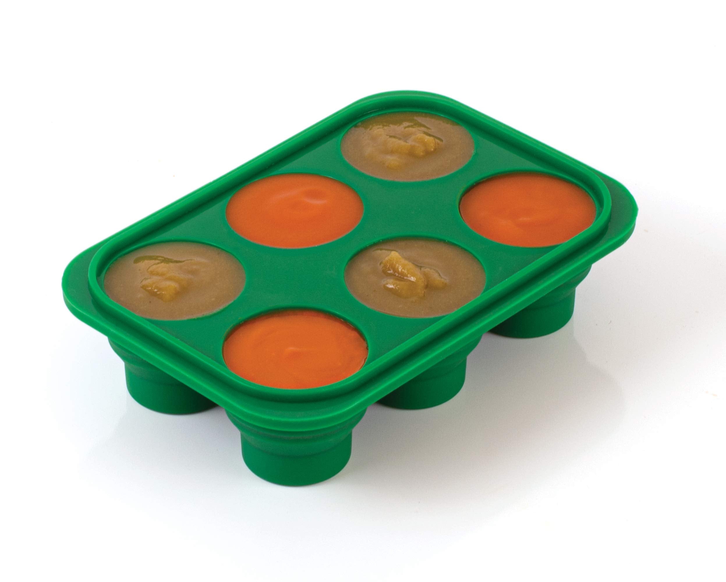 Hic Kitchen Prep-N-Freeze Mini Portion Tray With Lid, Collapsible European-Grade Silicone, 6-Sections Hold 2-Ounces Each
