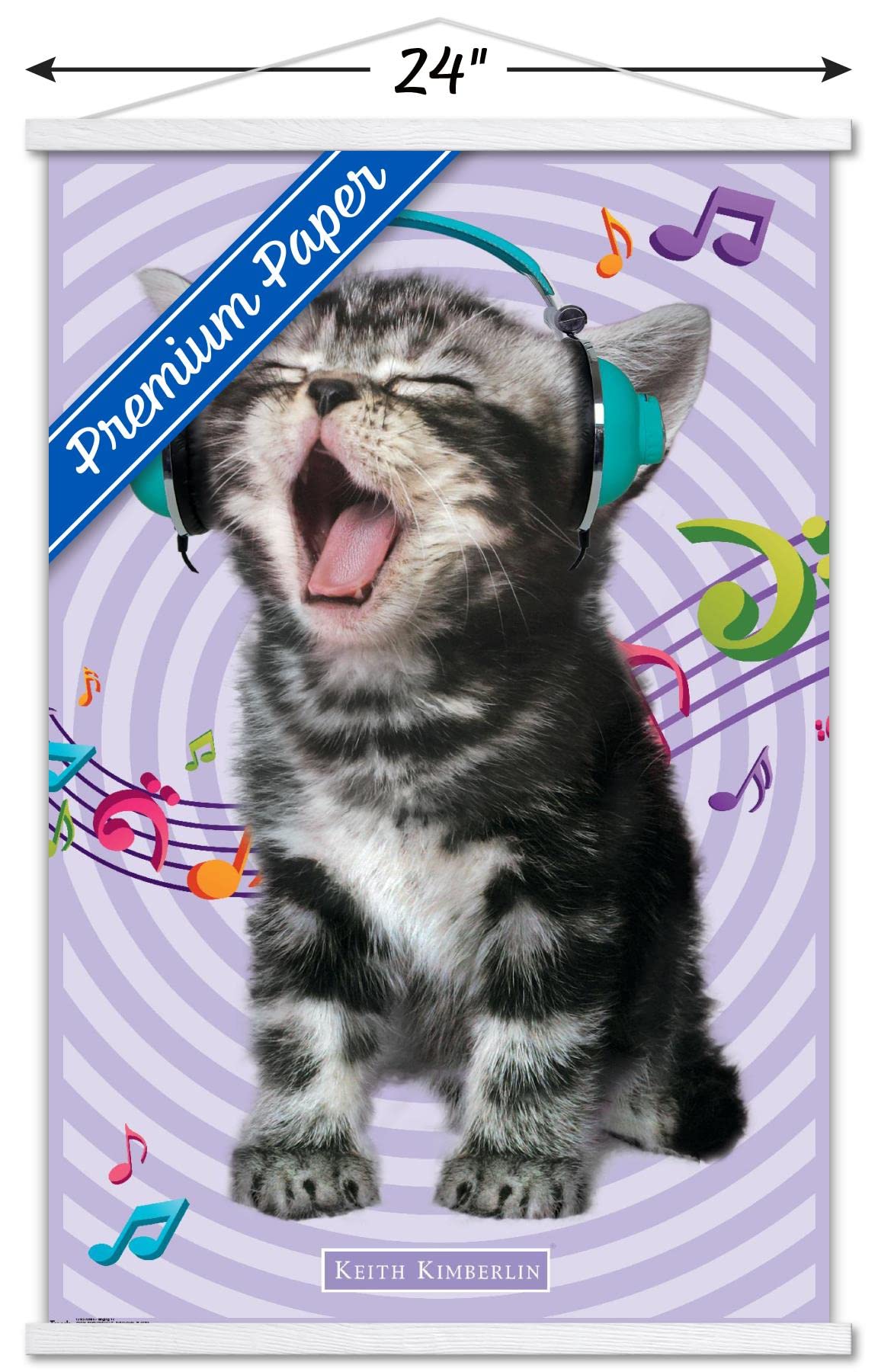 Trends International Keith Kimberlin - Kitten - Singing Wall Poster, 22.375'' X 34'', Premium Print And White Hanger Bundle