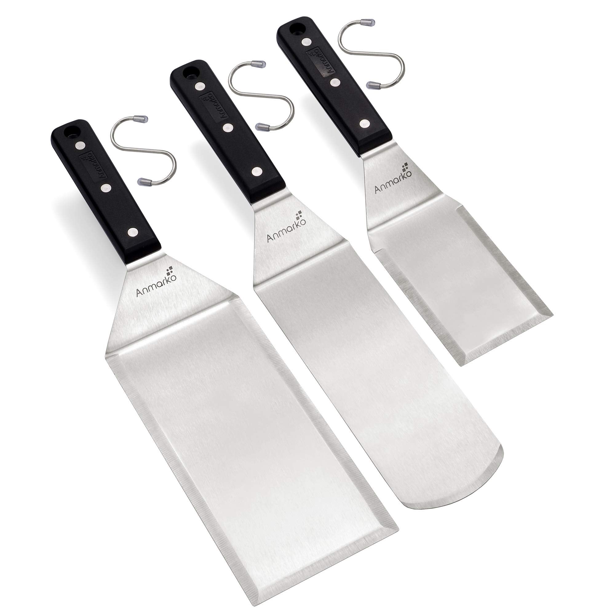 Stainless Steel Spatula Set - Heavy Duty Spatula and Scraper - Great for Cast Iron Griddle BBQ Flat Top Grill - Commercial Grade