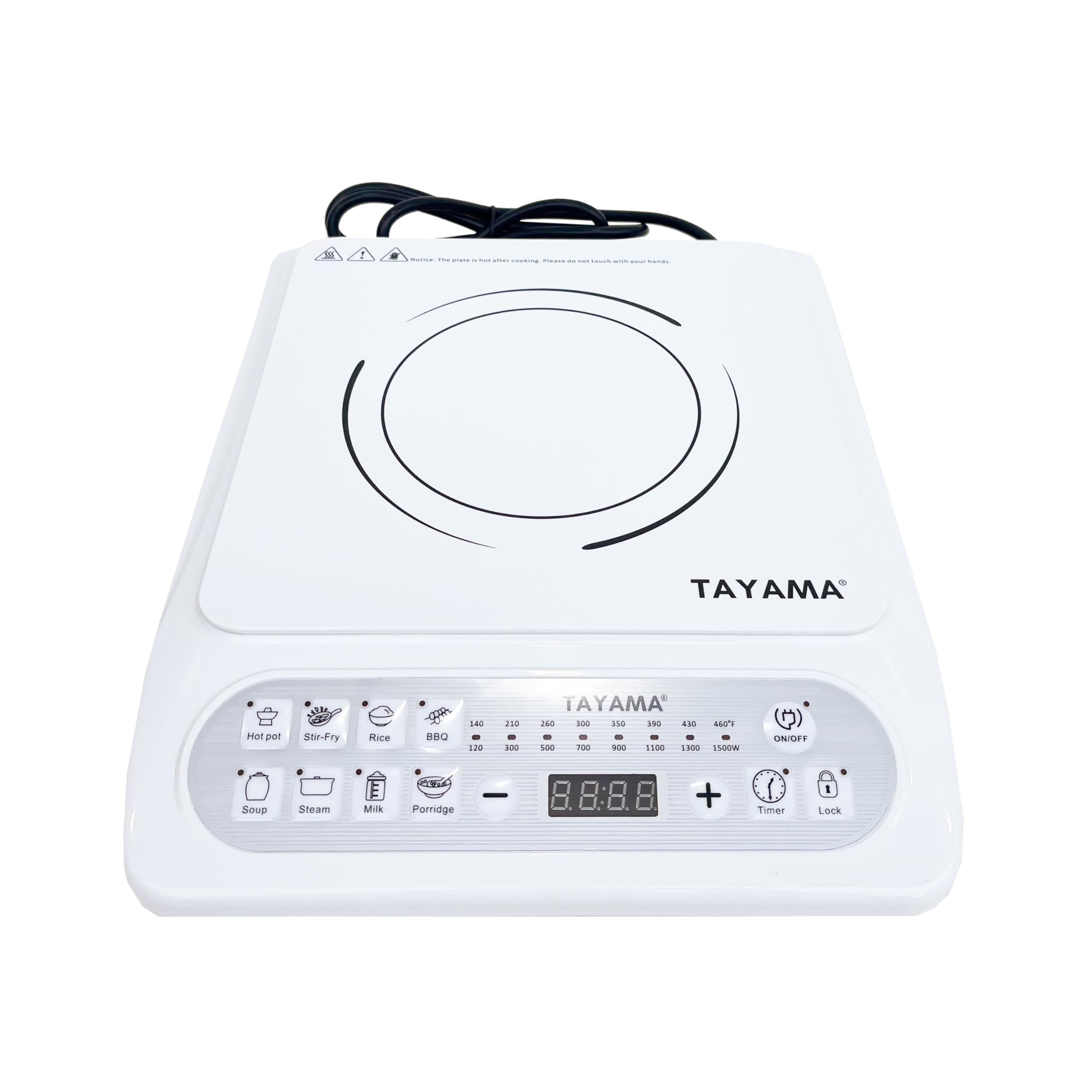 1500-Watt White Induction Cooktop With 8 Settings