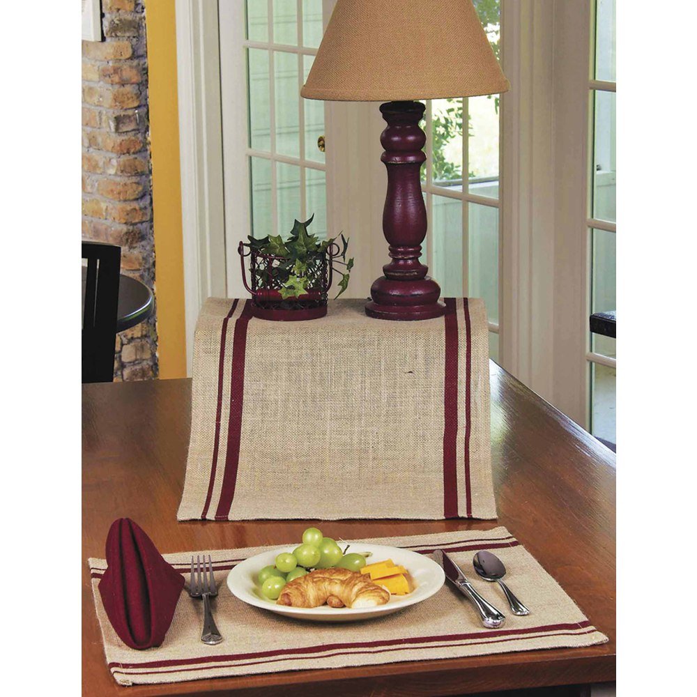 Home Collection By Raghu Barn Red, 14 By 36'' Burlap Stripe Wheat Table Runner, (Tr190017)