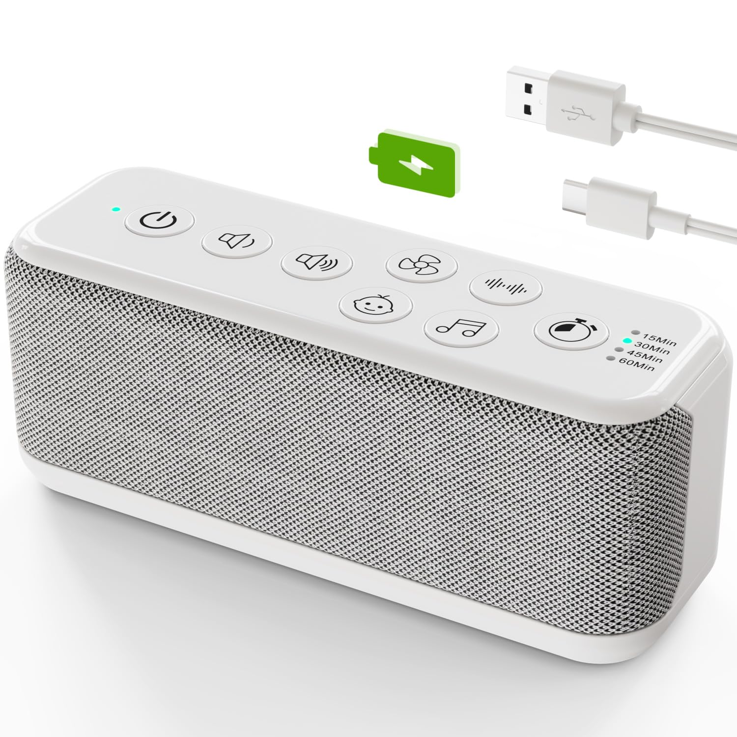 OnLyee Sound Machine for Adults  USB Rechargeable White Noise Machine for Office Privacy & Noise Canceling  42 Soothing Sound with Lullabies & Fan Sounds  Auto-Off Timer & 8-Level Volume Control