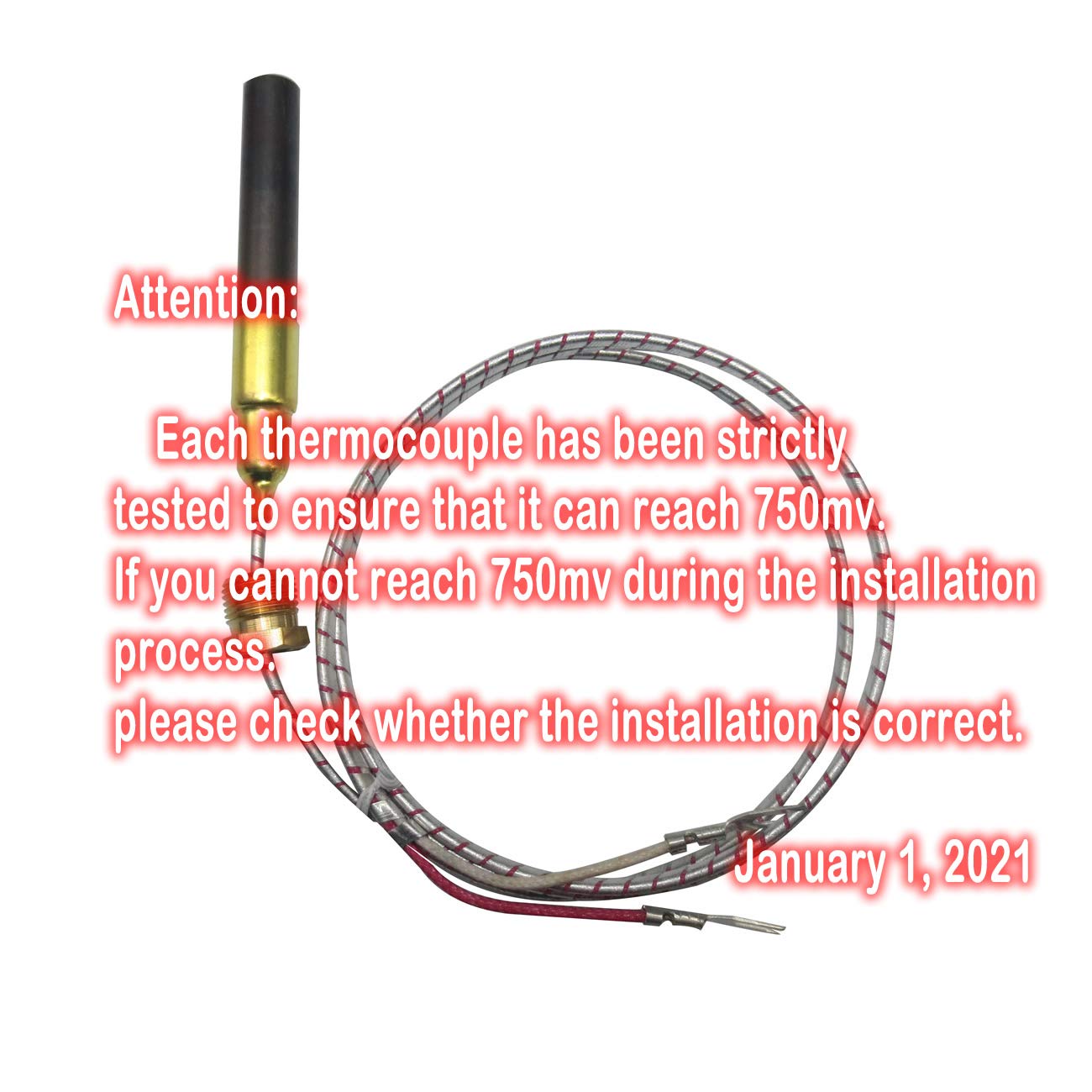 5 Pcs 24'' Aluminum 750Mv Thermopile Generator Replacement For Fireplace Thermopile Replacement Fireplace&Stove Accessories,Fire