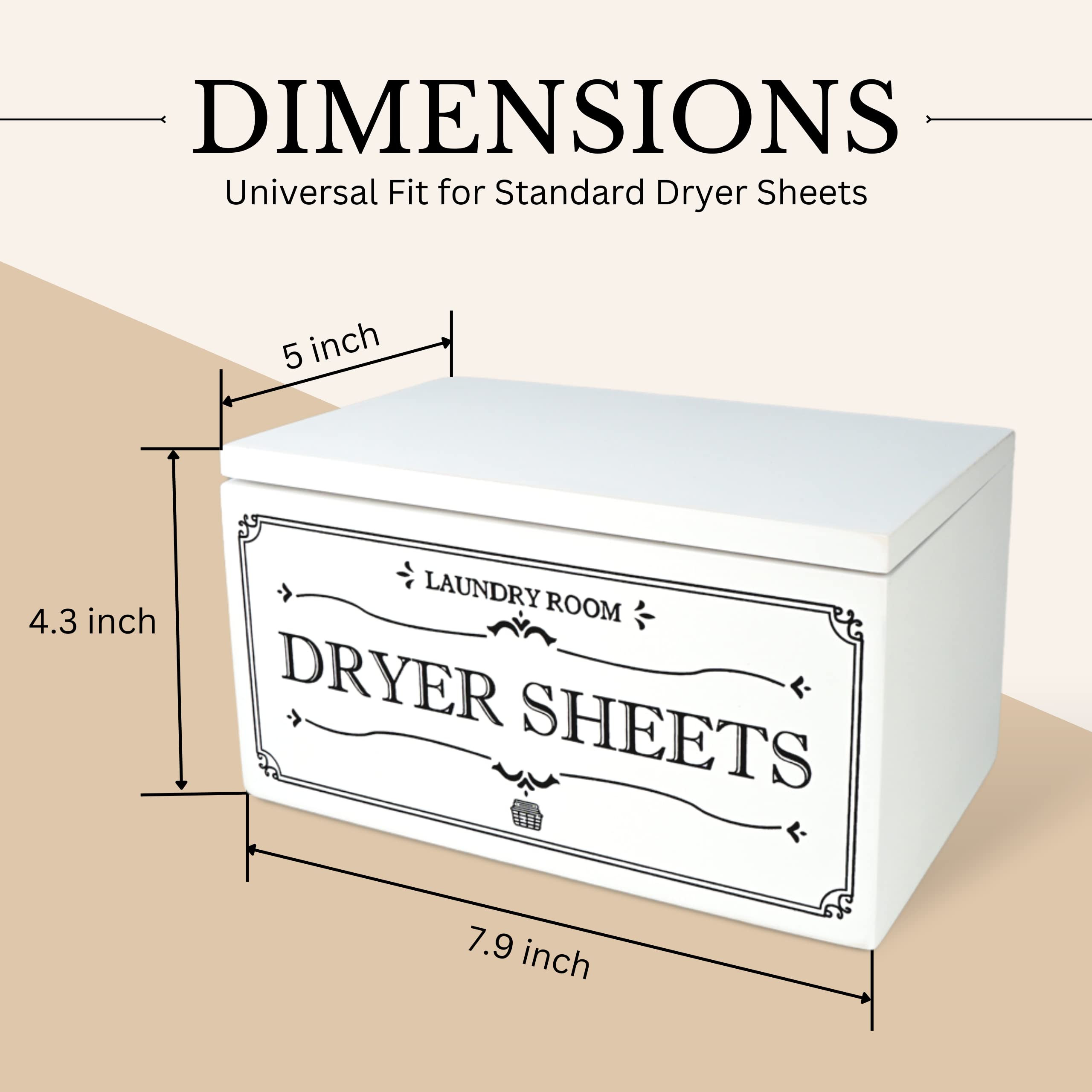 Farmhouse Dryer Sheet Dispenser/Holder Box With Hinged Lid - Rustic Farmhouse Laundry Room Organizer - Fabric Softener Dispenser