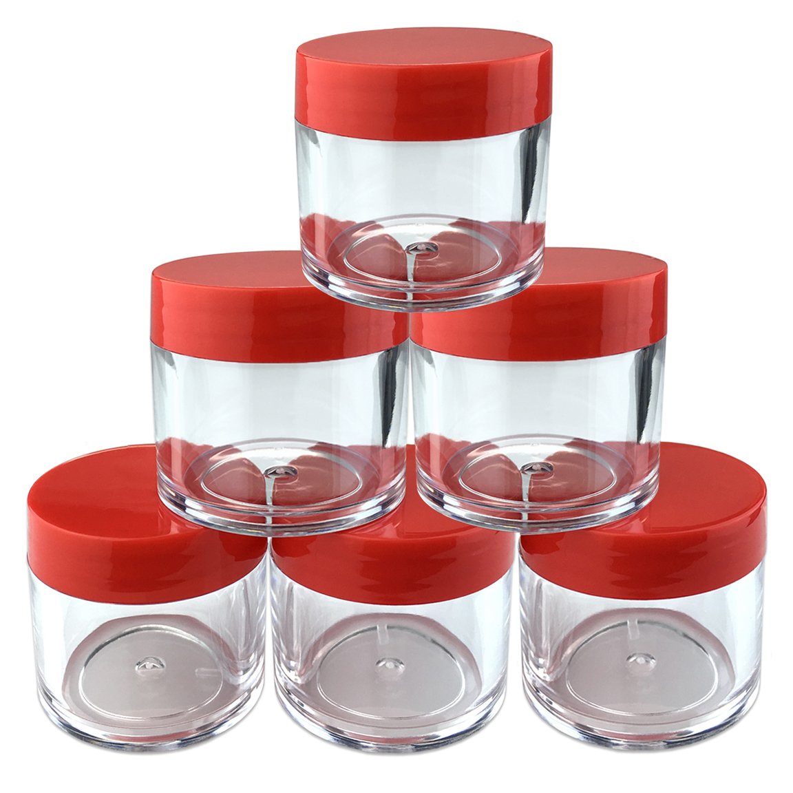 Beauticom 6 Piece 1 Oz. Usa Acrylic Round Clear Jars With Flat Top Lids For Creams, Lotions, Make Up, Cosmetics, Samples, Herbs,