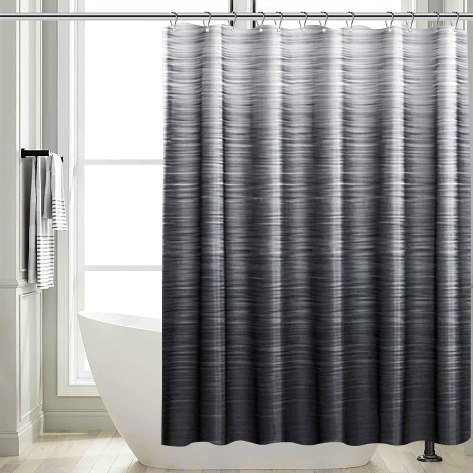 SPXUBZ Black Grey Shower Curtain for Bathroom Modern Ombre Decor Bath Curtains Set with 12 Hooks Minimalist Natural Art Waterproof Shower Curtain Fit for Home Hotel Premium Life 72x72 inch