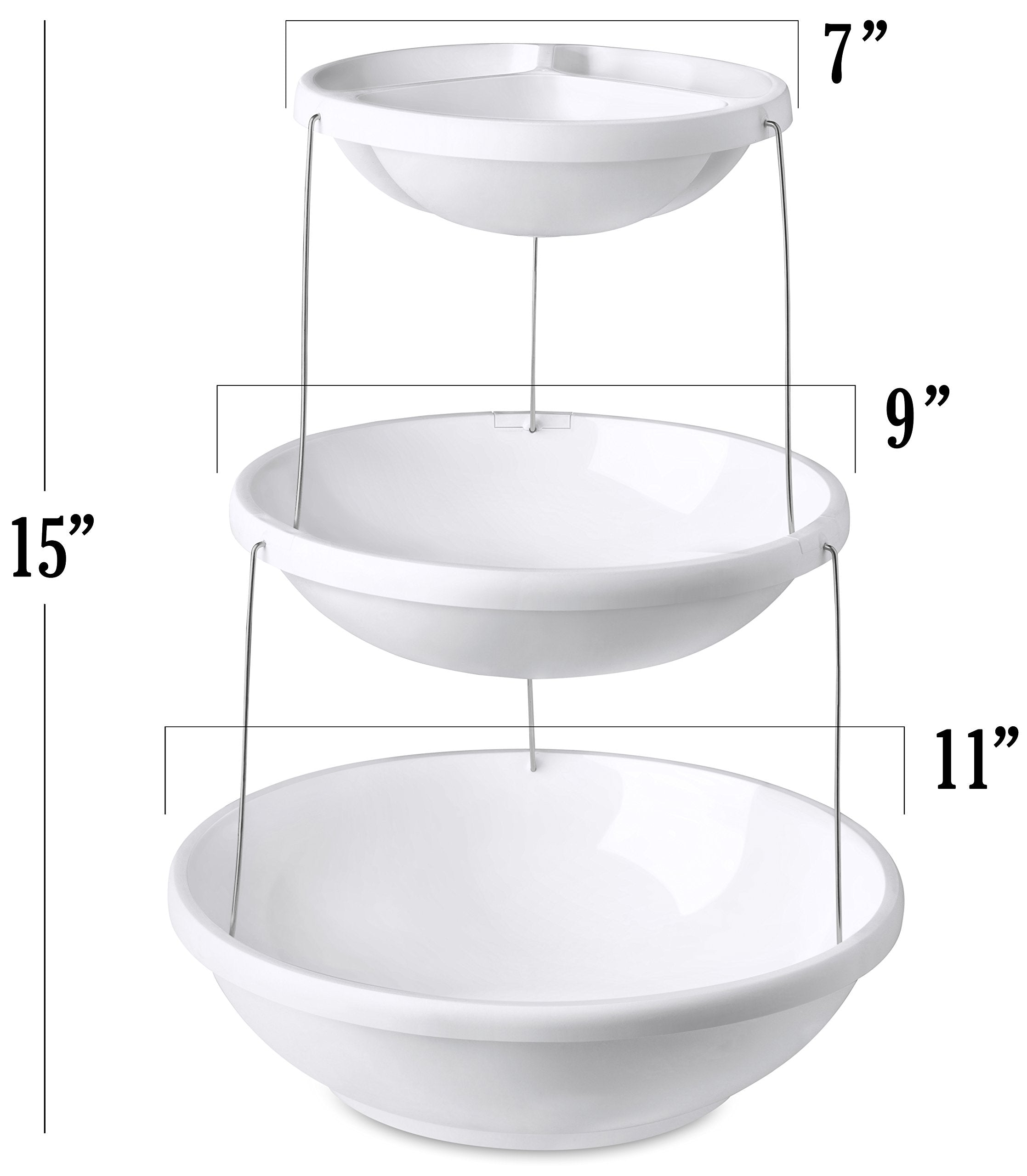 Masirs 3-Tier Collapsible Bowl: Decorative Design Folds For Minimal Storage. Ideal For Serving Snacks, Salad, And Fruit. Top Bow