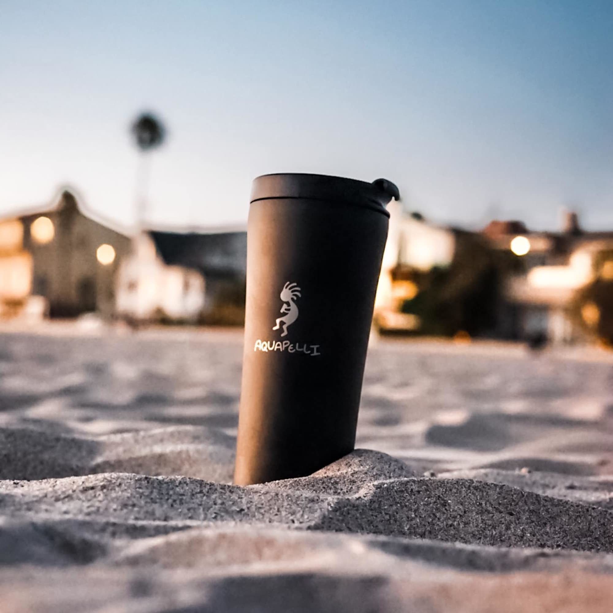 Aquapelli Vacuum Insulated Travel Coffee Mug, 16 Ounces, Midnight Black