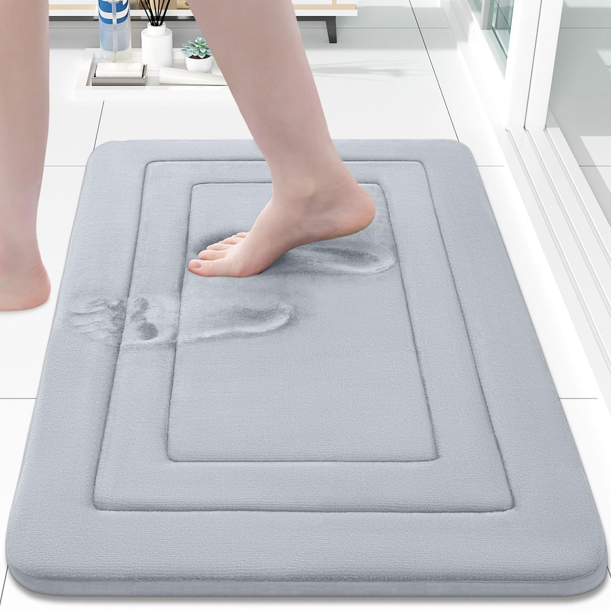 Arotive Memory Foam Bathroom Rug Mat 24X16, Ultra Soft And Absorbent Bath Mat, Machine Wash Dry, Comfortable Bath Rug Carpet For