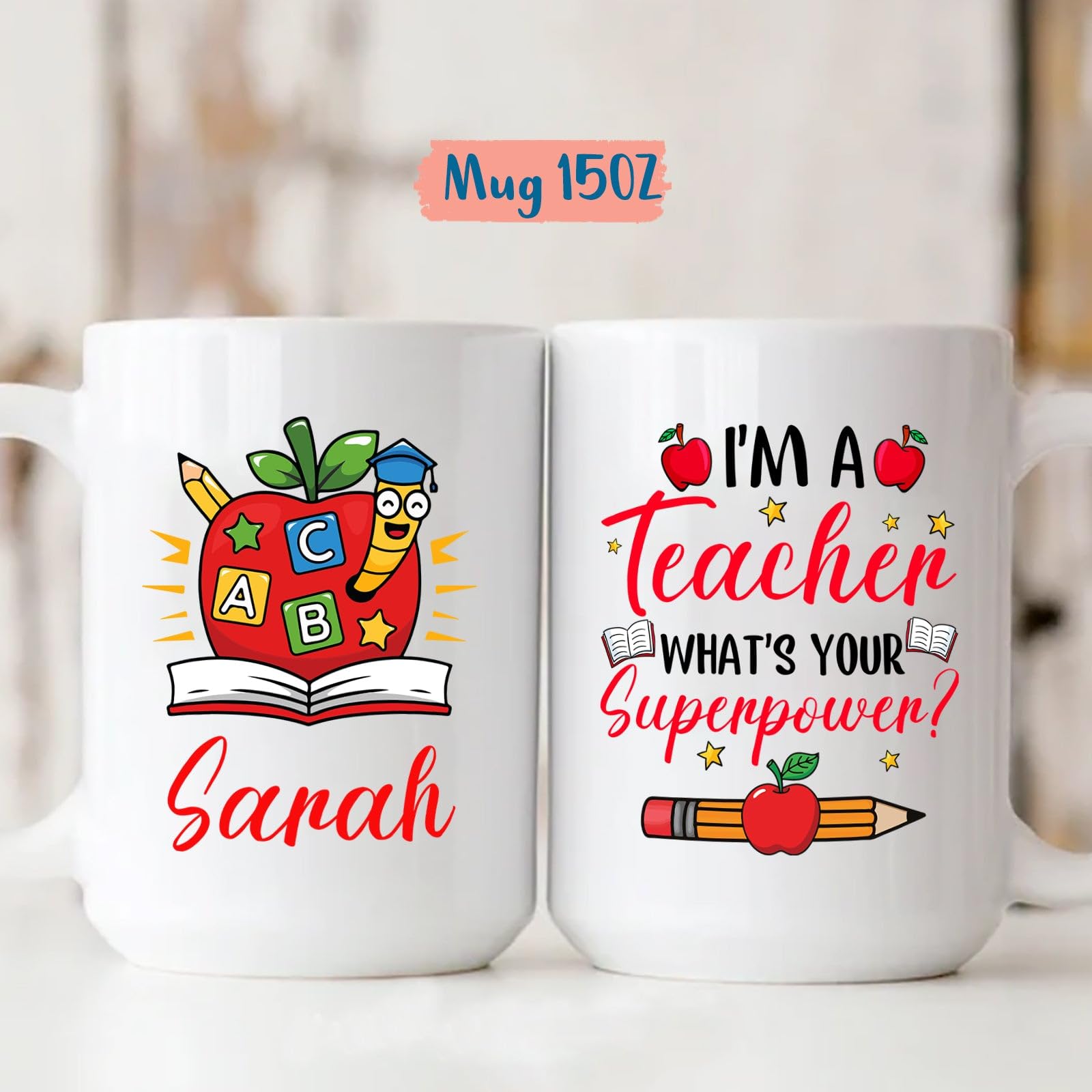 I'm A Teacher Mug, Best Teacher Ever Gift, Personalized Teacher Coffee Mug, Custom Teacher Name Mugs Gift for Women & Men, Teach