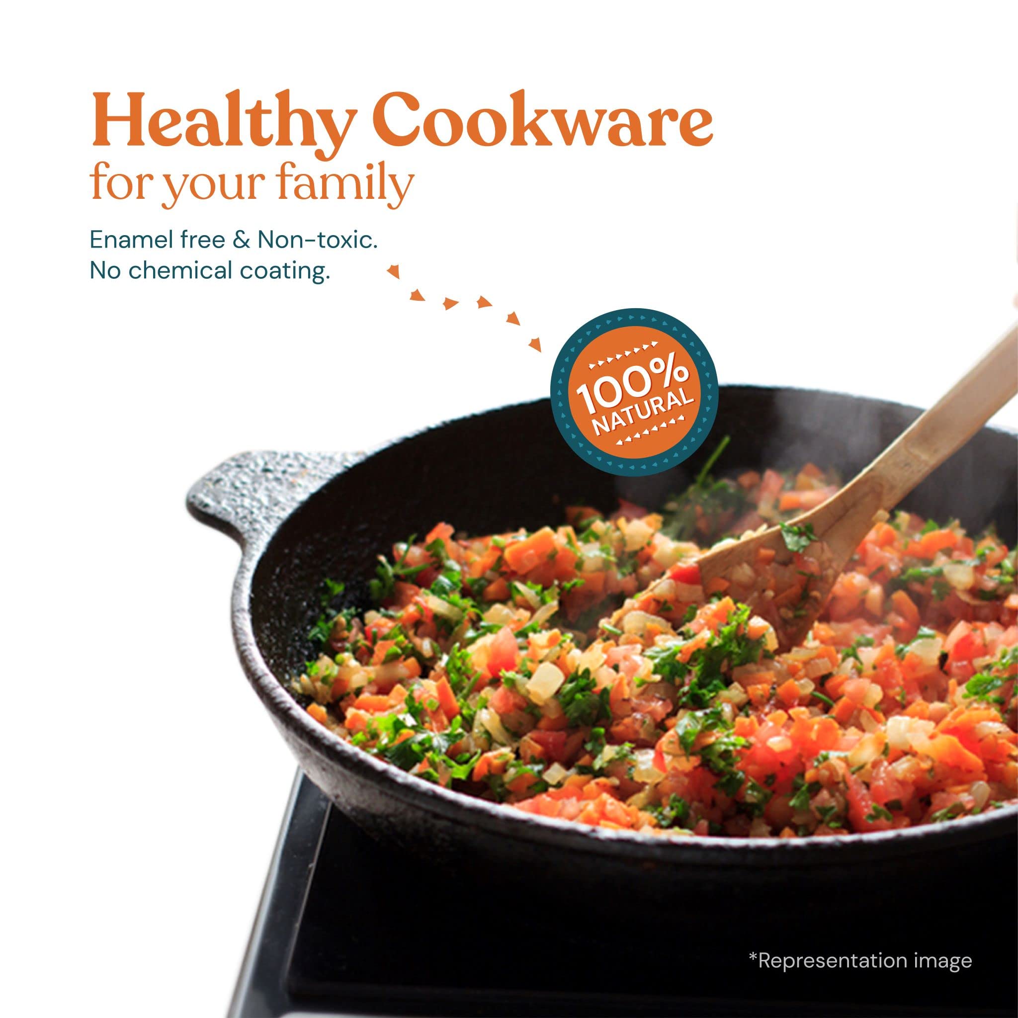 Bhagya Cast Iron Cookware, Preseasoned Cast Iron Tawa For Dosa/Roti/Chappati On Gas And Induction | Naturally Non-Sticky Cookwar