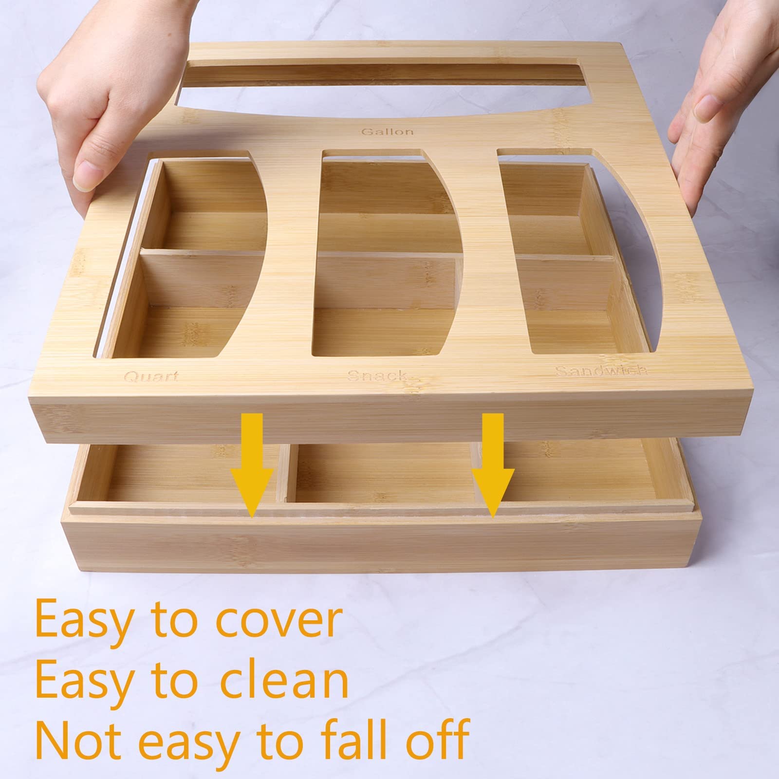 Ziplock Bag Organizer For Kitchen Plastic Bag Storage, Premium Bamboo Organizer, Food Storage Bag Holders For Gallon, Quart, San