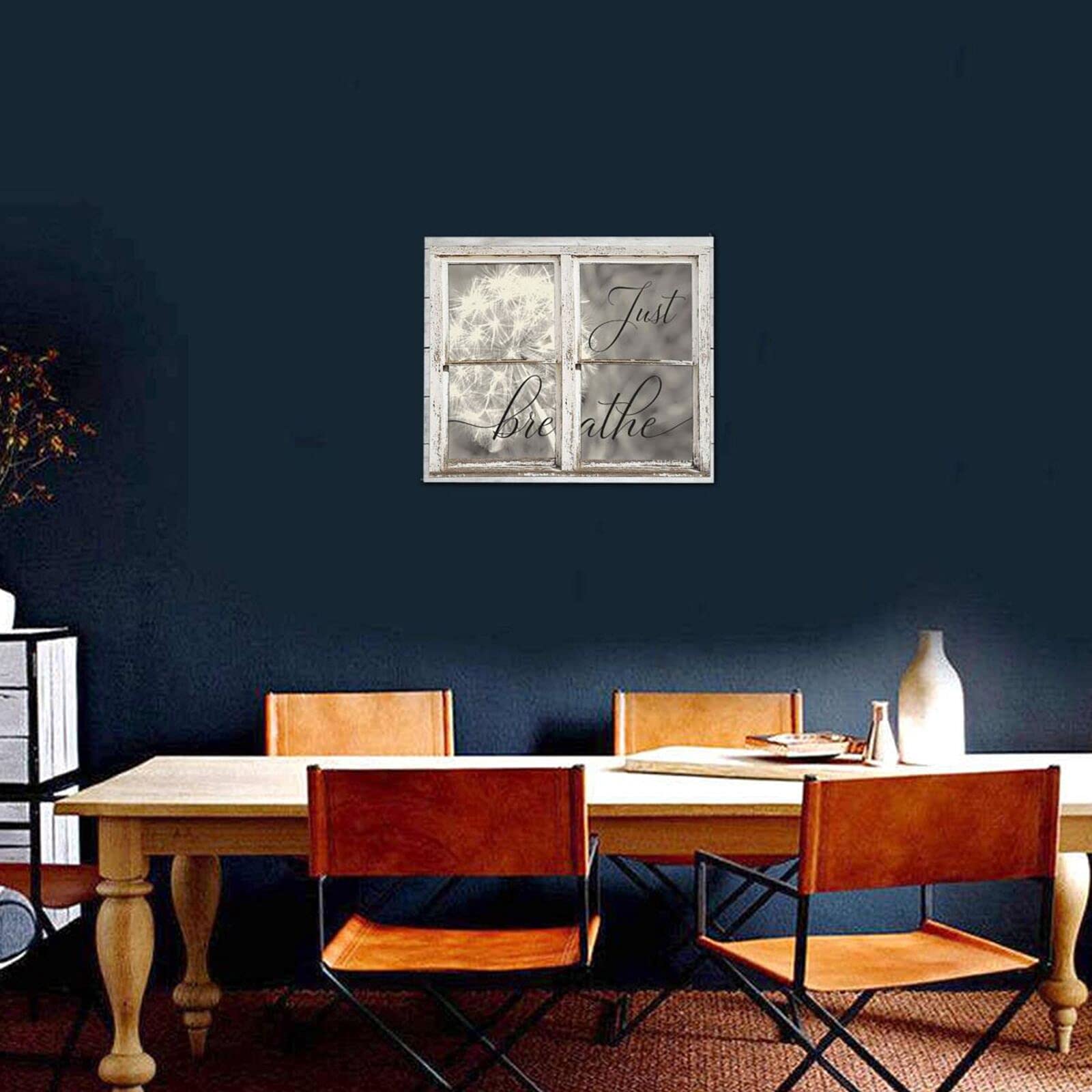 Just Breathe Canvas Wall Art Beautiful Dandelion And Window Inspirational Pictures Motivational Quotes Poster Framed Wall Decor