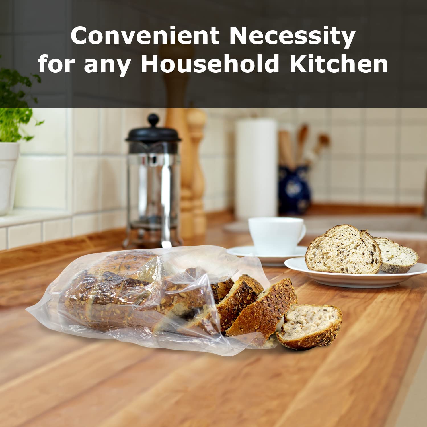 Bread Bags With Ties, Heavy Duty, Reusable, 100 Clear Bags And 100 Ties