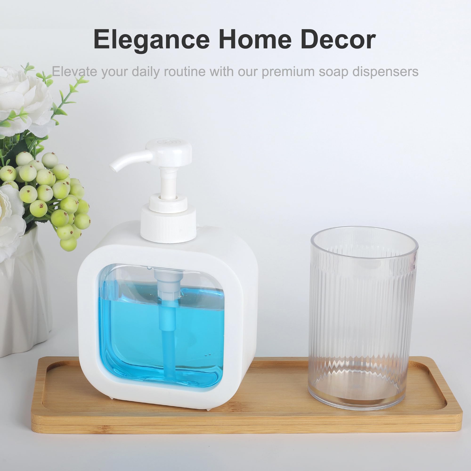 Onecocoa Modern Soap Dispenser For Bathroom And Kitchen Sink, Small Hand Soap Plastic Dish Soap Dispenser With Pump And Labels -