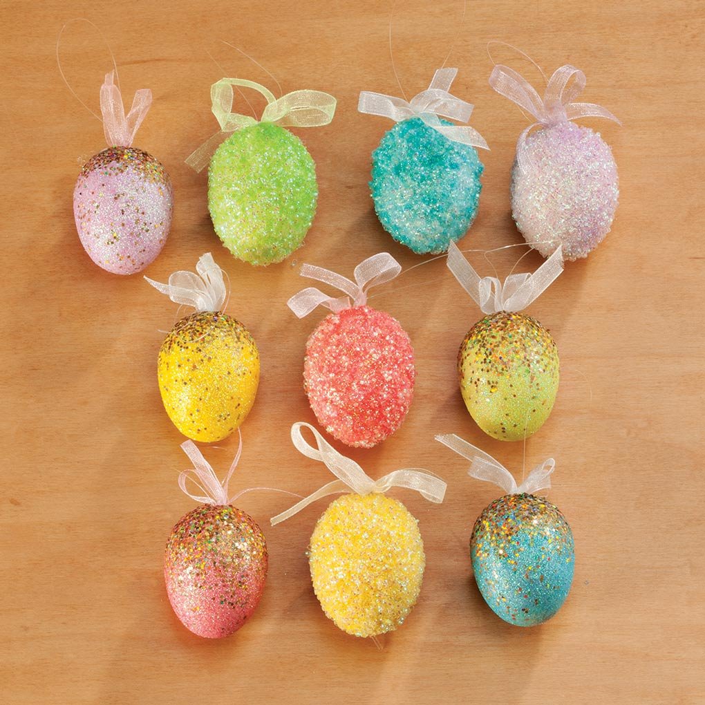 Easter Egg Hanging Ornaments, Set of 10, Dazzling Spring D  cor