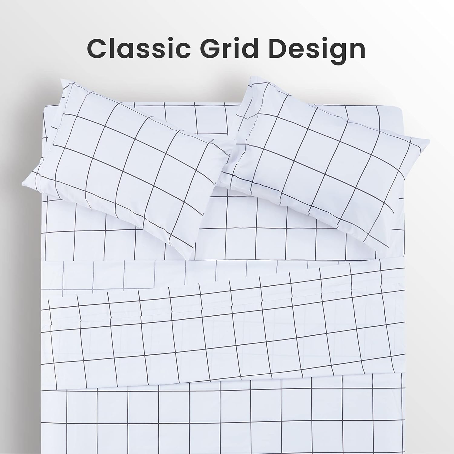 Printed Plaid Sheet Set 4 Piece - Double Brushed Microfiber