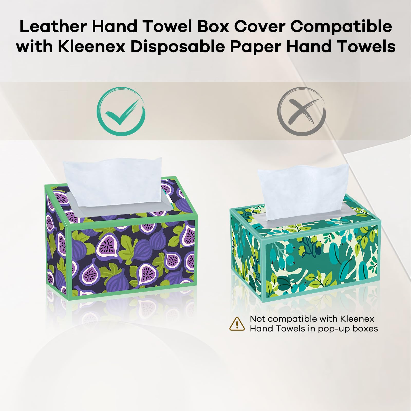 Tissue Box Cover Holder Compatible With Kleenex Disposable Paper Hand Towels, Leather Paper Towel Dispenser For Tabletop, Bathro