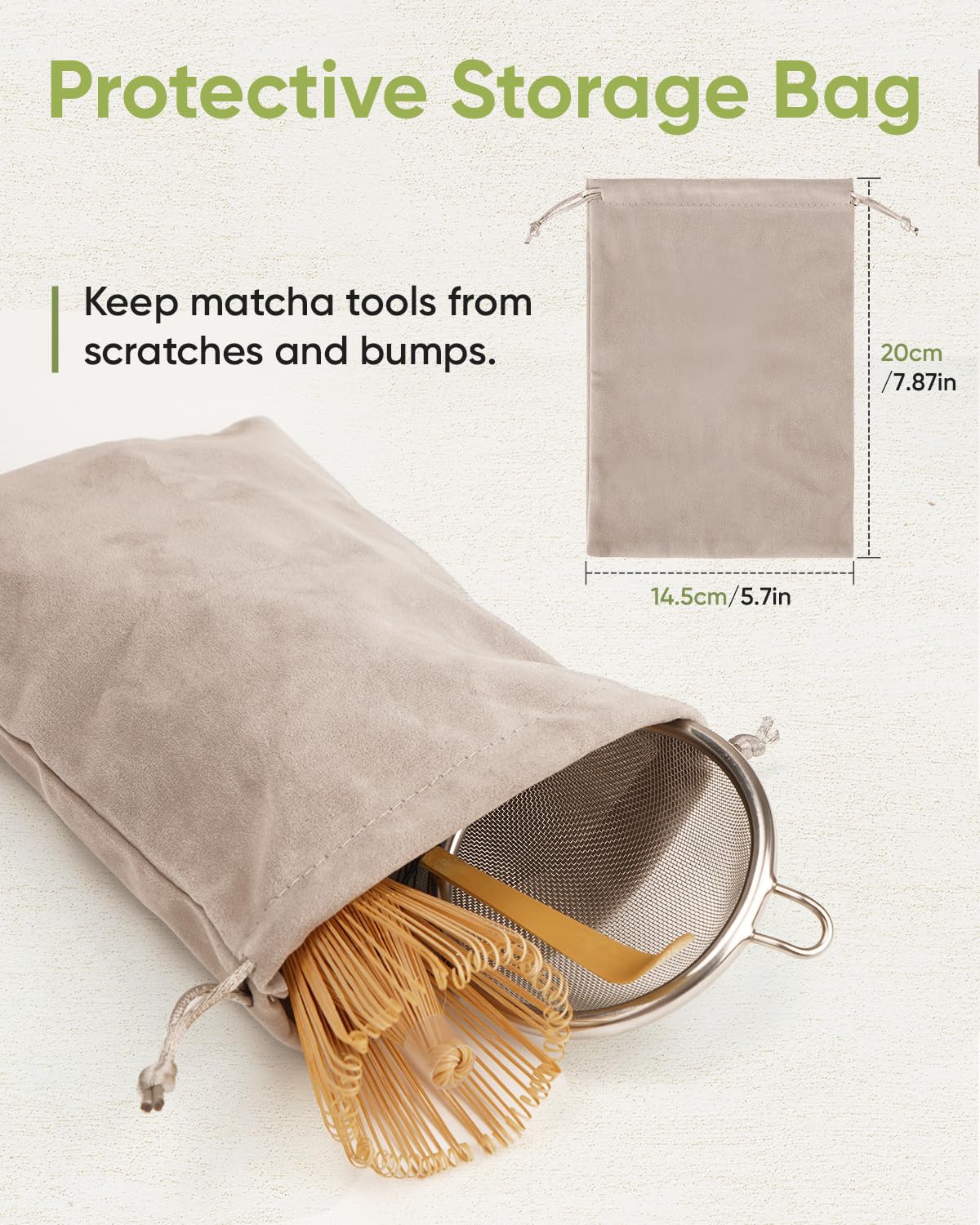 Joiish Traditional Matcha Starter Set, Bamboo Whisk (Chasen), Scoop (Chashaku), Stainless Steel Sifter, Basic Matcha Tea Making