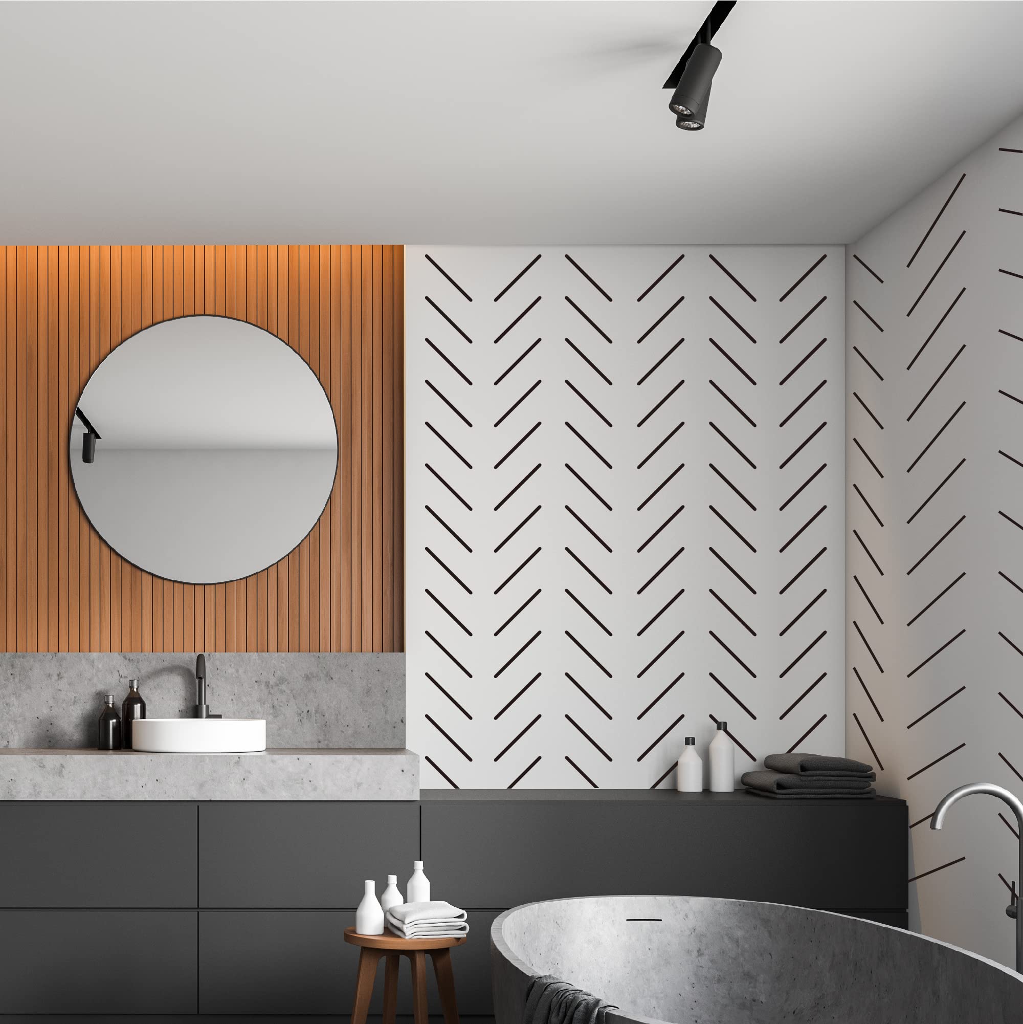 A Room with Black Line Vinyl Wall Decals  Peel and Stick Modern Boho Stickers  300 Stripes with a Reference Template for Sticking
