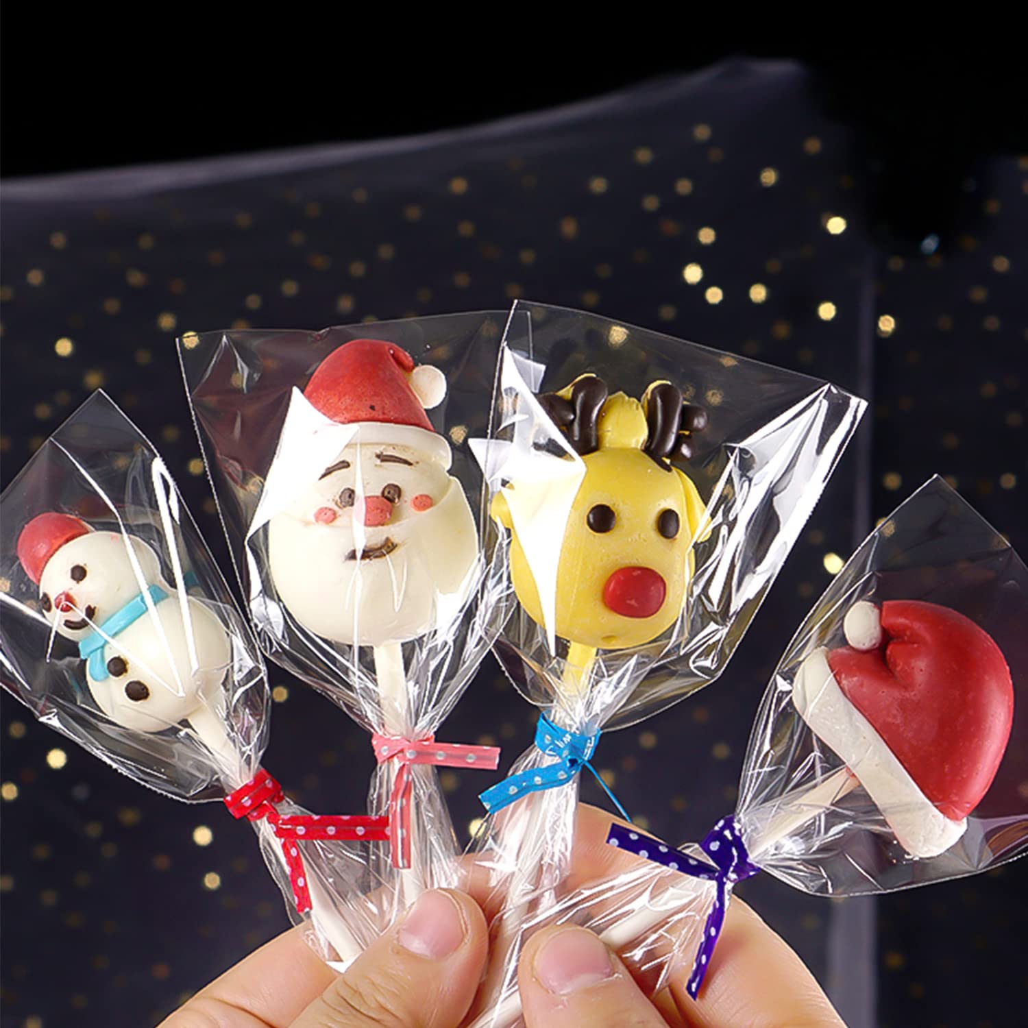 Fuator 300 Pcs Lollipop Cake Pop Sticks Set 5.9 In, Cake Pop Bags (5.9''X3.1''), Colorful Metallic Twist Ties, For Diy Lollipops