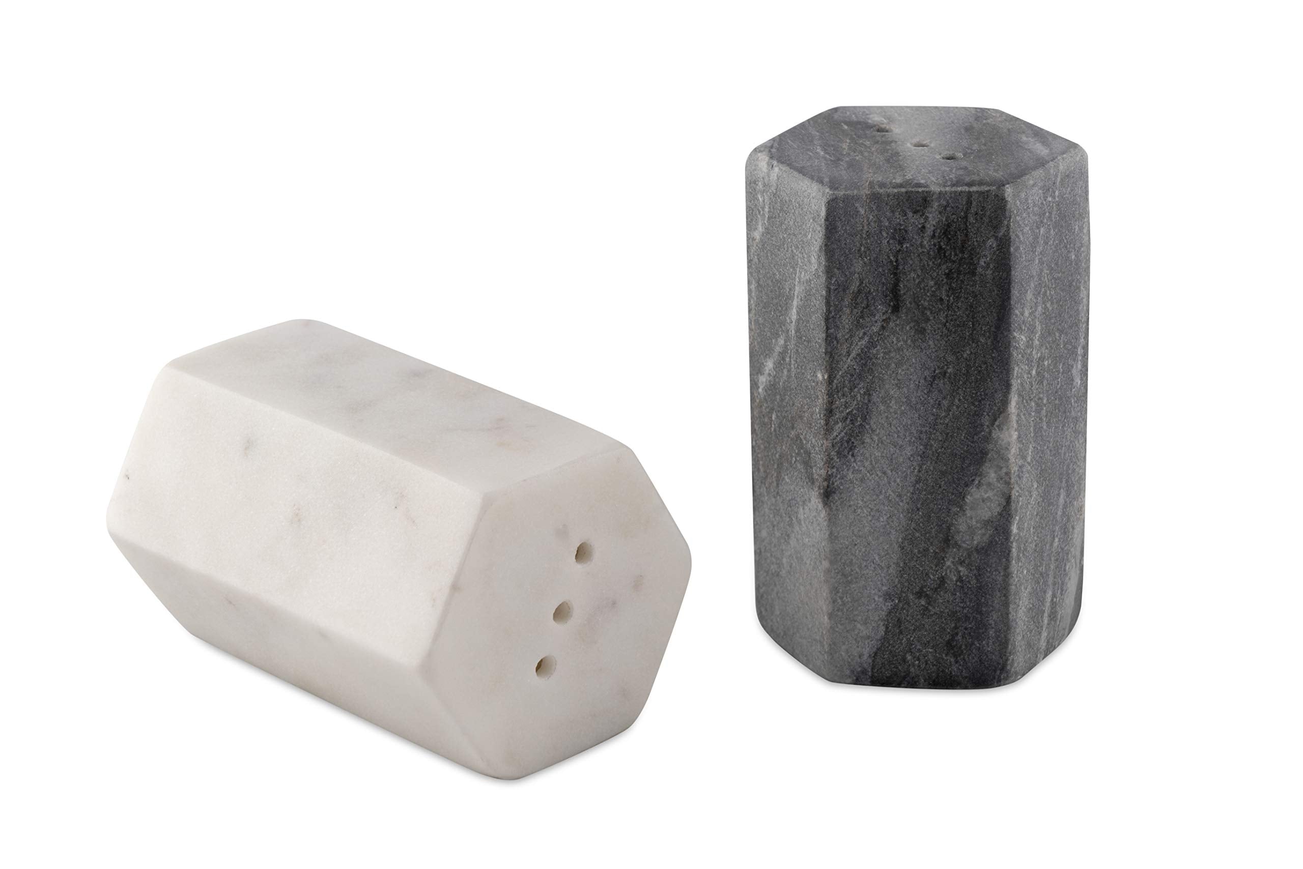 Gocraft Salt And Pepper Shakers | Handcrafted White And Black Marble Salt And Pepper Shakers