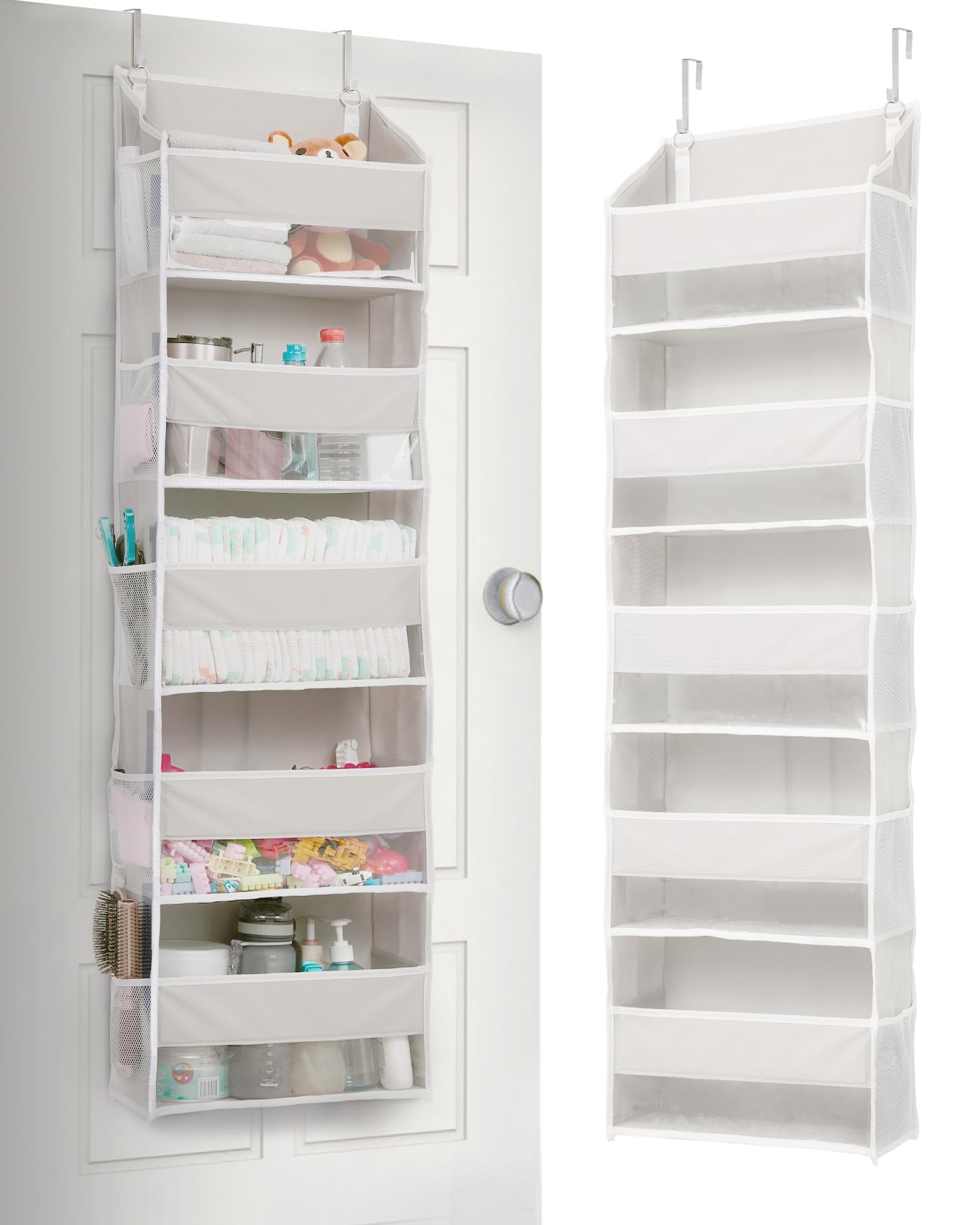 Ulg 1-Pack Over Door Organizer With 5 Large Pockets 10 Mesh Side Pockets, 44 Lbs Weight Capacity Hanging Storage Organizer With