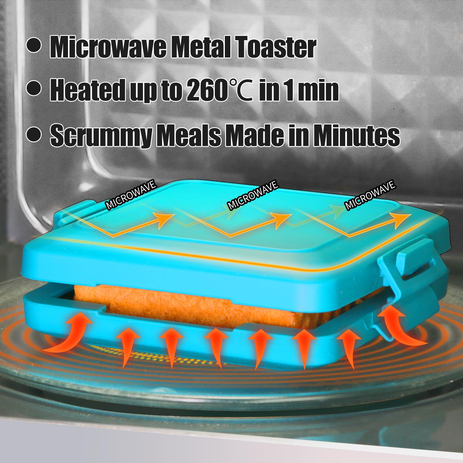Mkysail Toaster,Microwave Toaster, Sandwich Maker, Waffle Maker, Panini Maker, Dishwasher Safe,No Electricity,Wireless,Time Savi