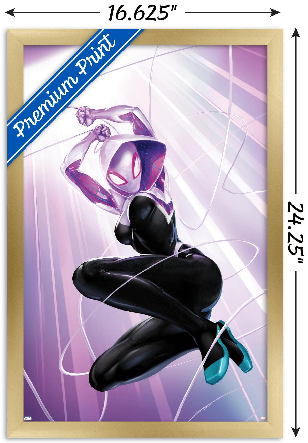 Trends International Marvel Comics - Ghost Spider - Ghost Spider #1 Wall Poster, 14.72'' X 22.37'', Gold Framed Version