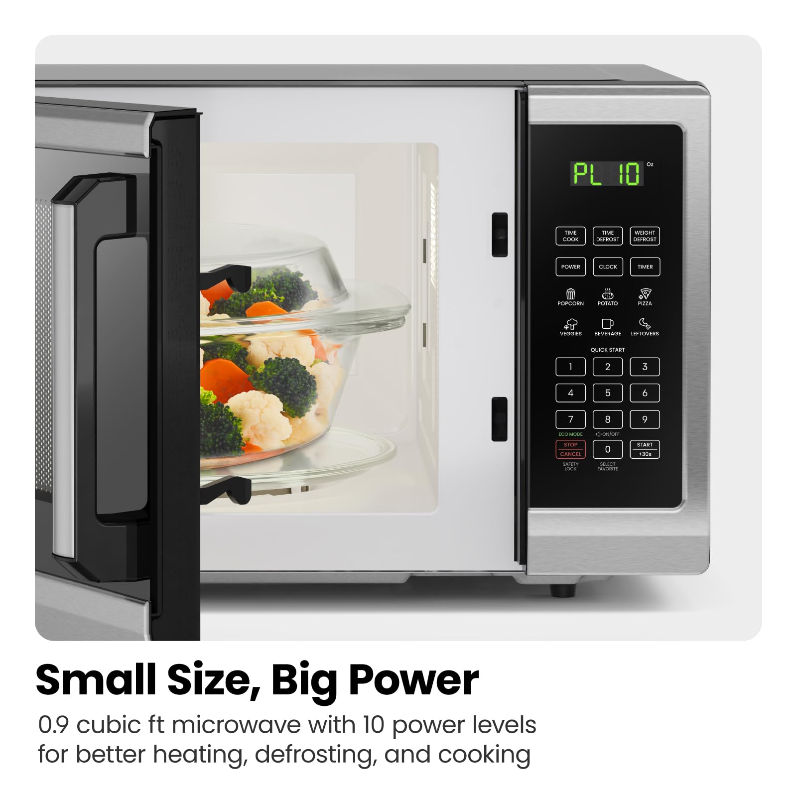 Chefman Countertop Microwave Oven 0.9 Cu. Ft. Digital Stainless Steel Microwave 900 Watt With 6 Presets, Eco Mode, Mute Option,