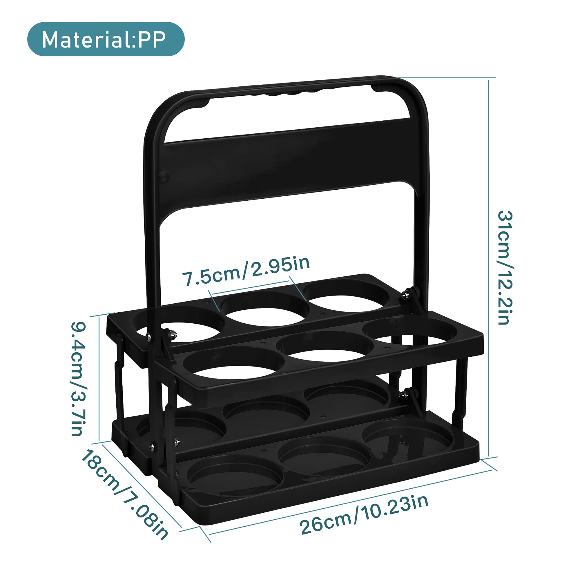 Elesunory Plastic Portable Cup Holder, Foldable Cup Holder With Handle, 6-Holes Drink Carrier Foldable, Great For Eats Doordash
