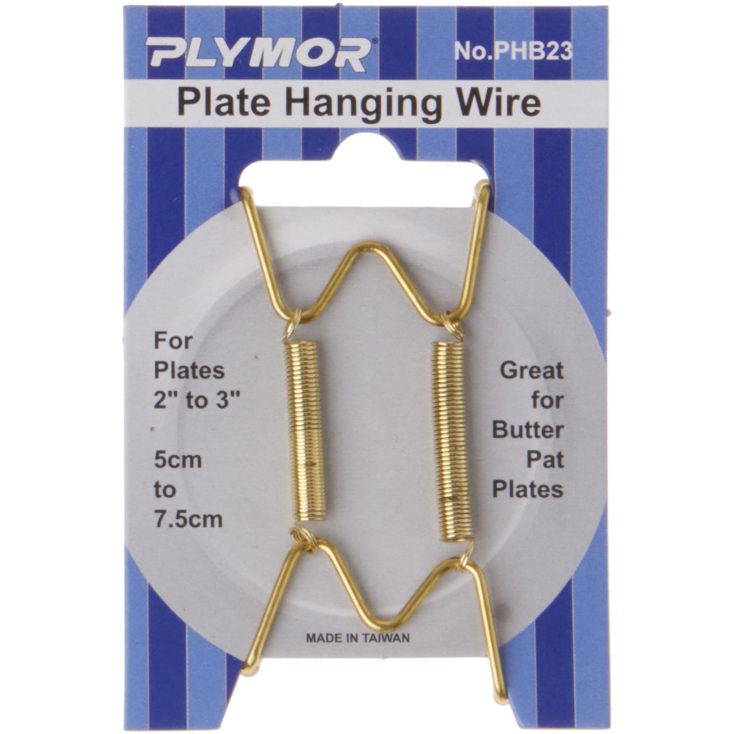 Plymor Shiny Gold Finish Wall Mountable Plate Hanger, 3.5'' H X 2.5'' W X 0.375'' D (For Plates 2'' - 3''), Pack Of 3